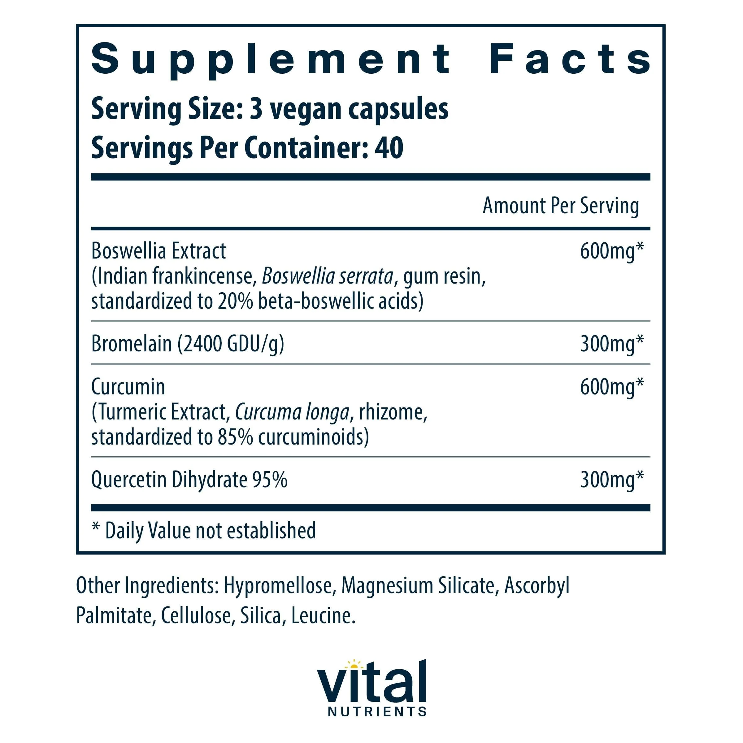 Vital Nutrients BCQ – Vegan Boswellia, Bromelain, Curcumin & Quercetin for Joint & Digestive Support | 120 Capsules - Image 9