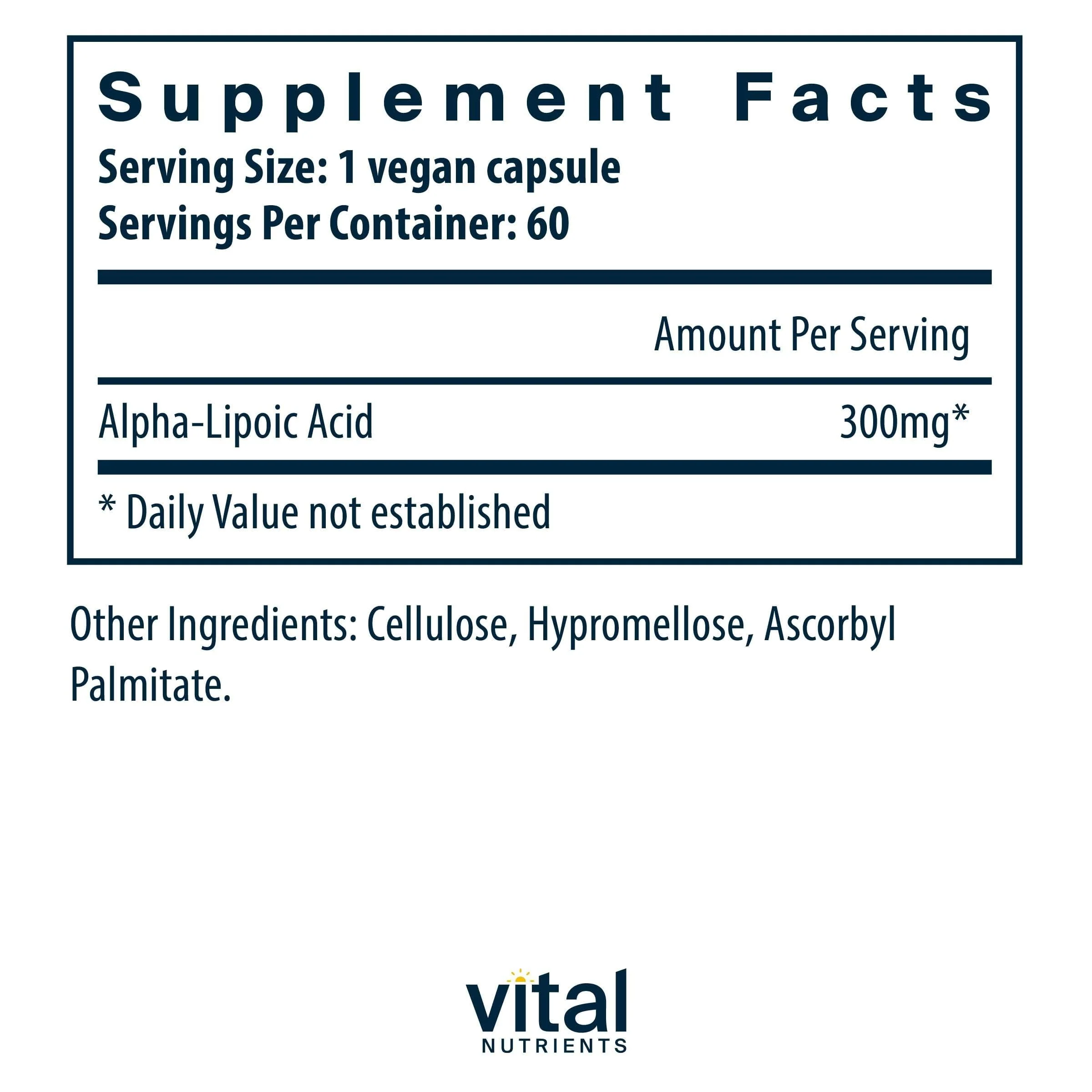 Vital Nutrients Lipoic Acid 300mg | ALA Antioxidant for Metabolism & Energy | 60 Capsules - Image 8