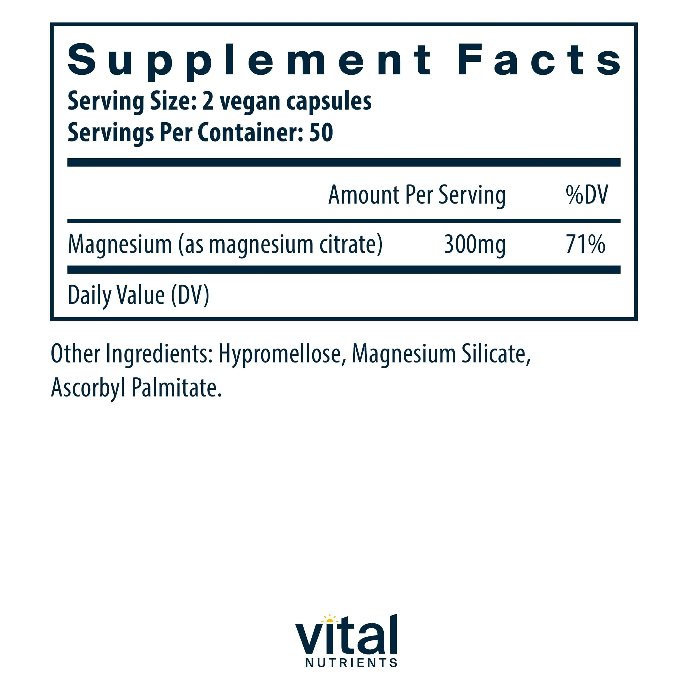 Vital Nutrients Magnesium Citrate 150mg | Sleep, Relaxation & Muscle Support | Vegan, Gluten-Free | 200 Capsules (Pack of 2) - Image 2