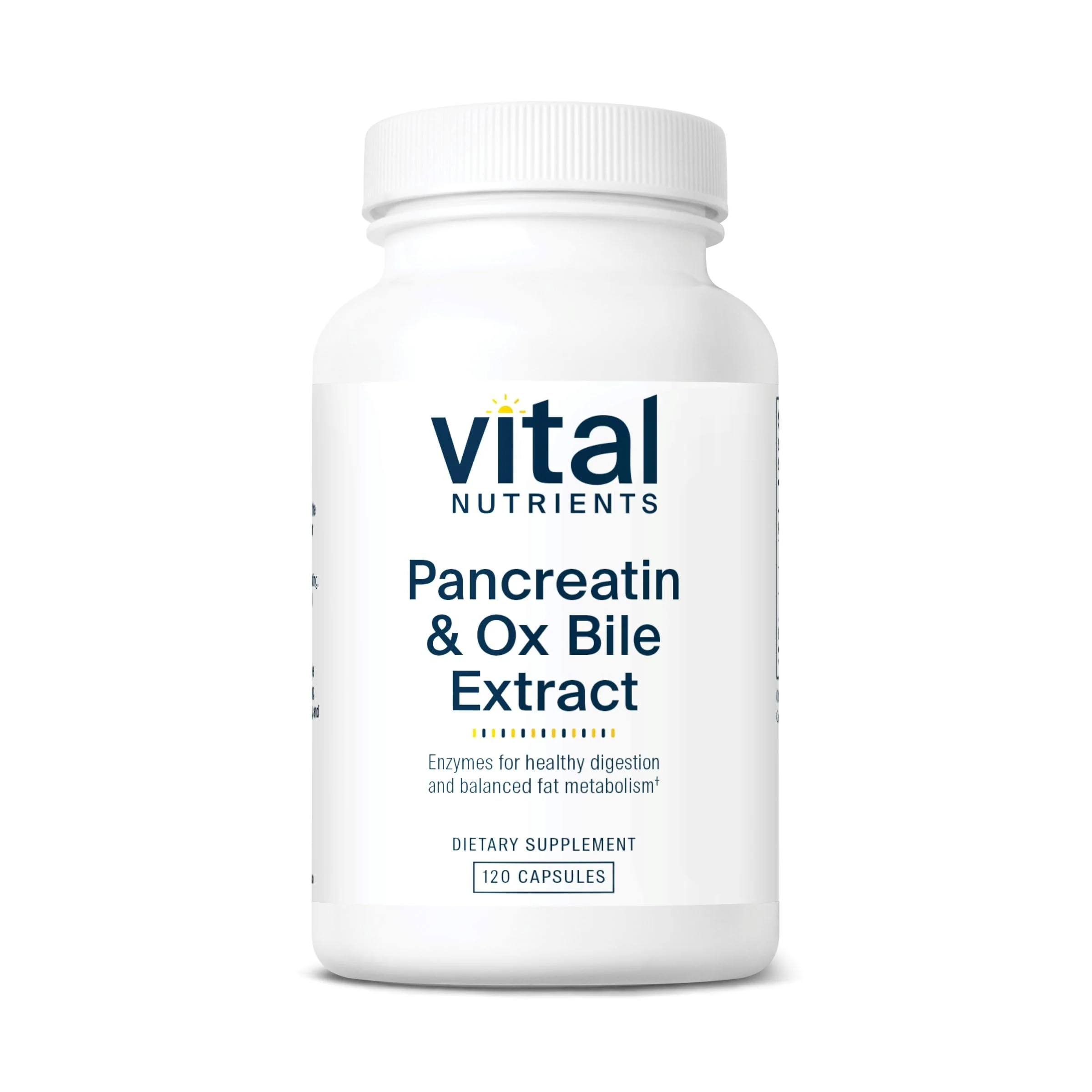 Vital Nutrients Pancreatin & Ox Bile Extract 500mg | Digestive Enzymes for Protein, Fat & Carbs | Gluten Free | 120 Capsules