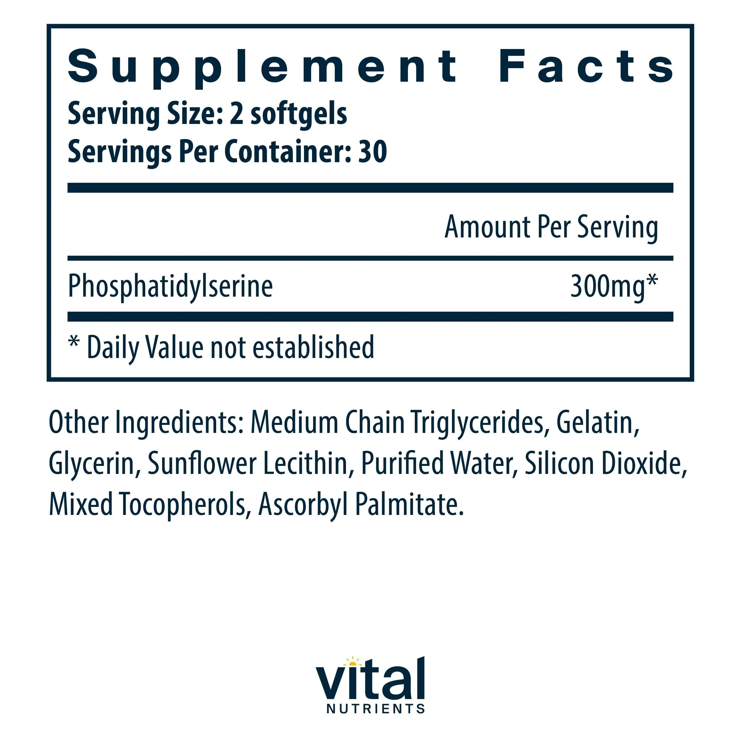 Vital Nutrients Phosphatidylserine | 150mg Phosphatidylserine Supplement | Powerful Nootropic for Attention, Memory, and Mental Focus Support* | Gluten, Dairy, Soy Free | Non-GMO | 60 Softgels - Image 3