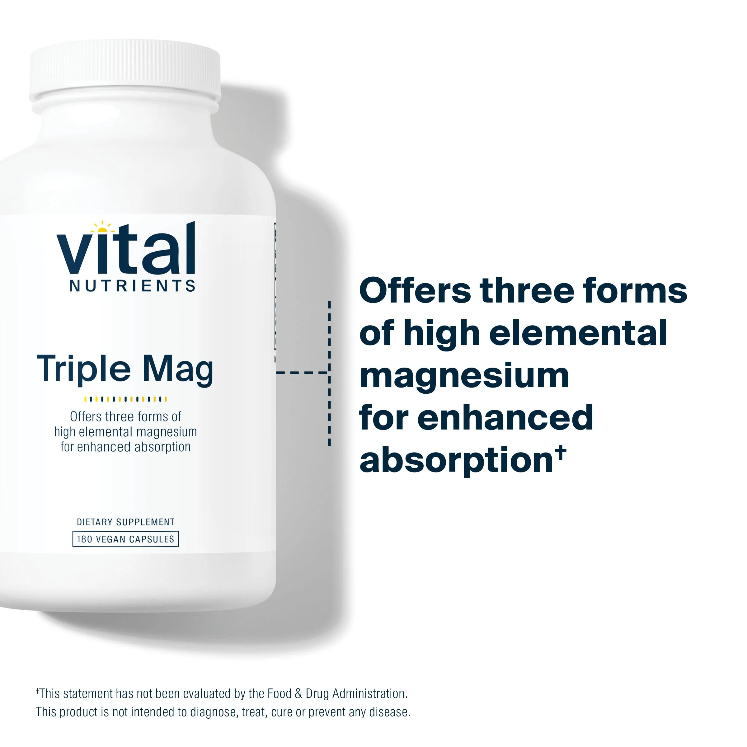 Vital Nutrients Triple Magnesium Complex - 250mg Vegan Magnesium Glycinate, Malate & Oxide | 180 Capsules - Image 3
