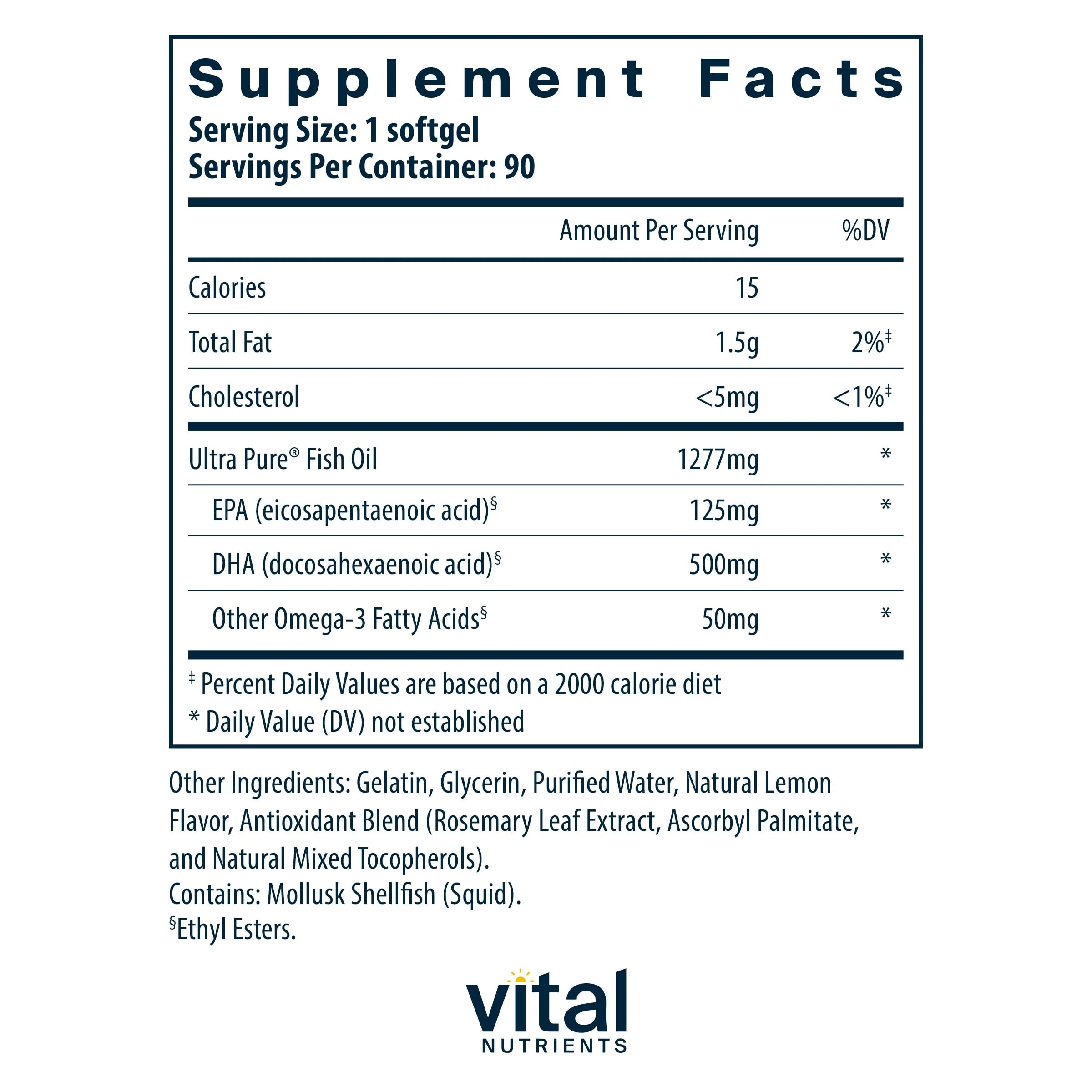Vital Nutrients Ultra Pure Fish Oil 675 | High DHA Omega-3 (90 Softgels, Lemon) - Image 3