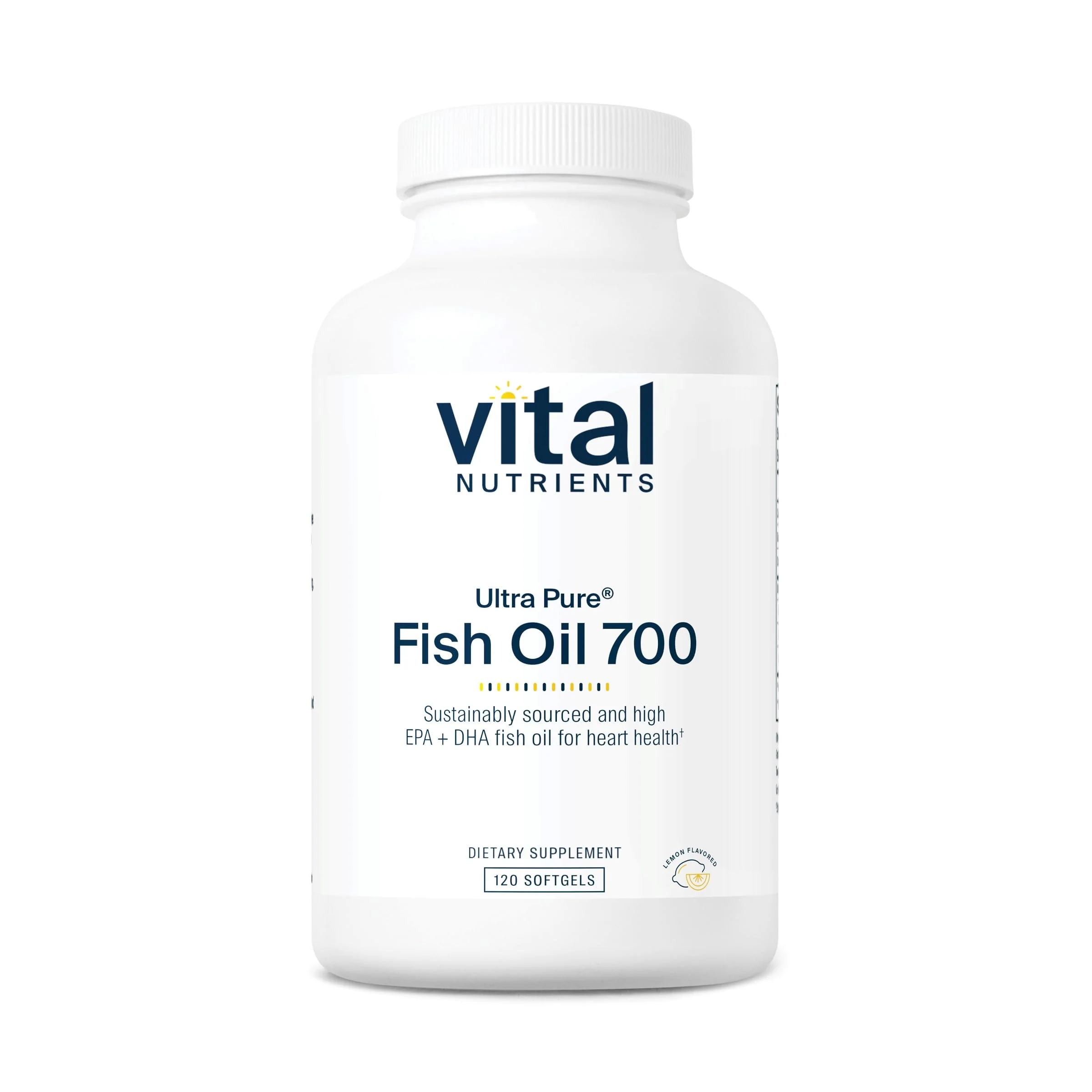 Vital Nutrients Ultra Pure Fish Oil 700 | High EPA & DHA, Lemon Flavor | 120 Softgels