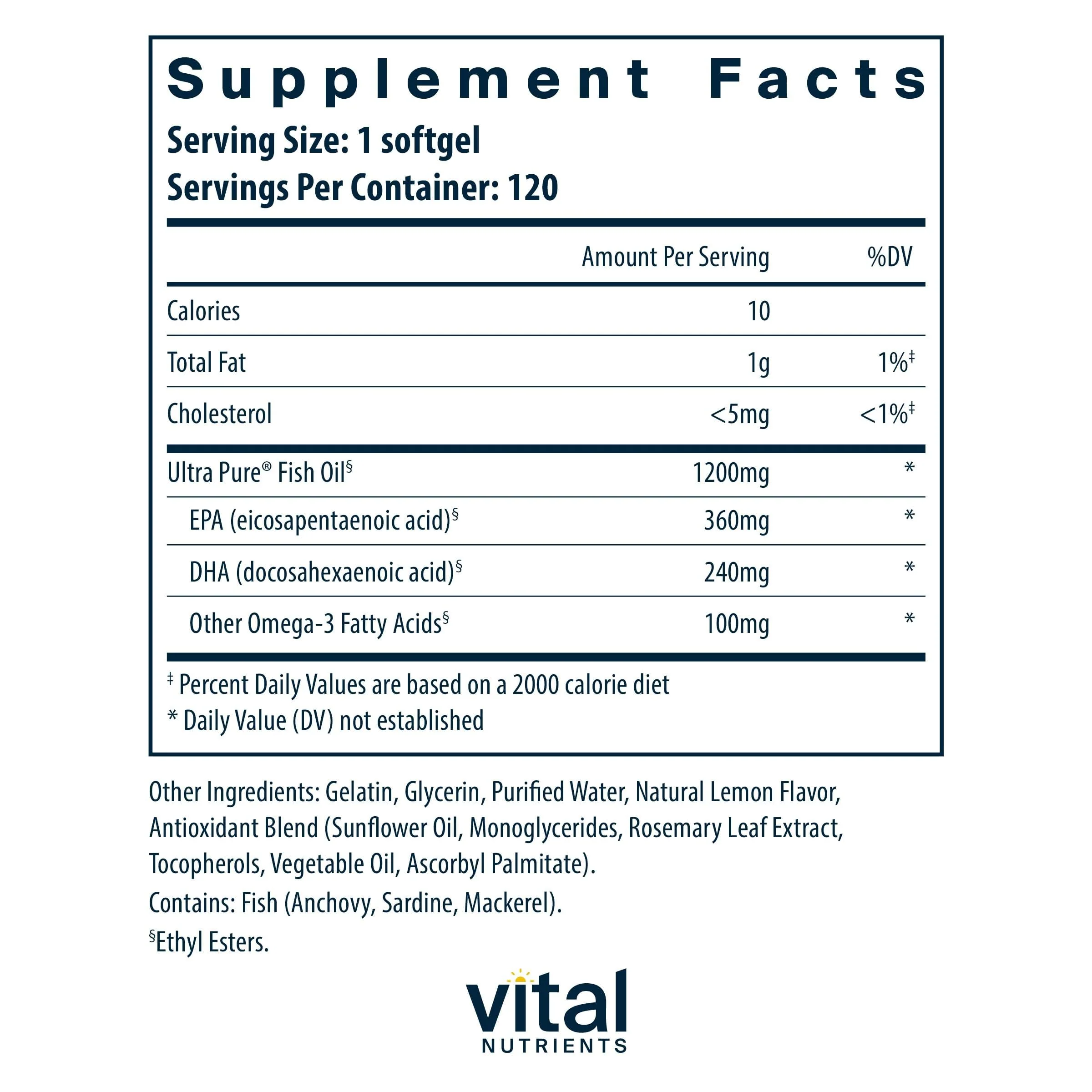 Vital Nutrients Ultra Pure Fish Oil 700 | High EPA & DHA, Lemon Flavor | 120 Softgels - Image 8
