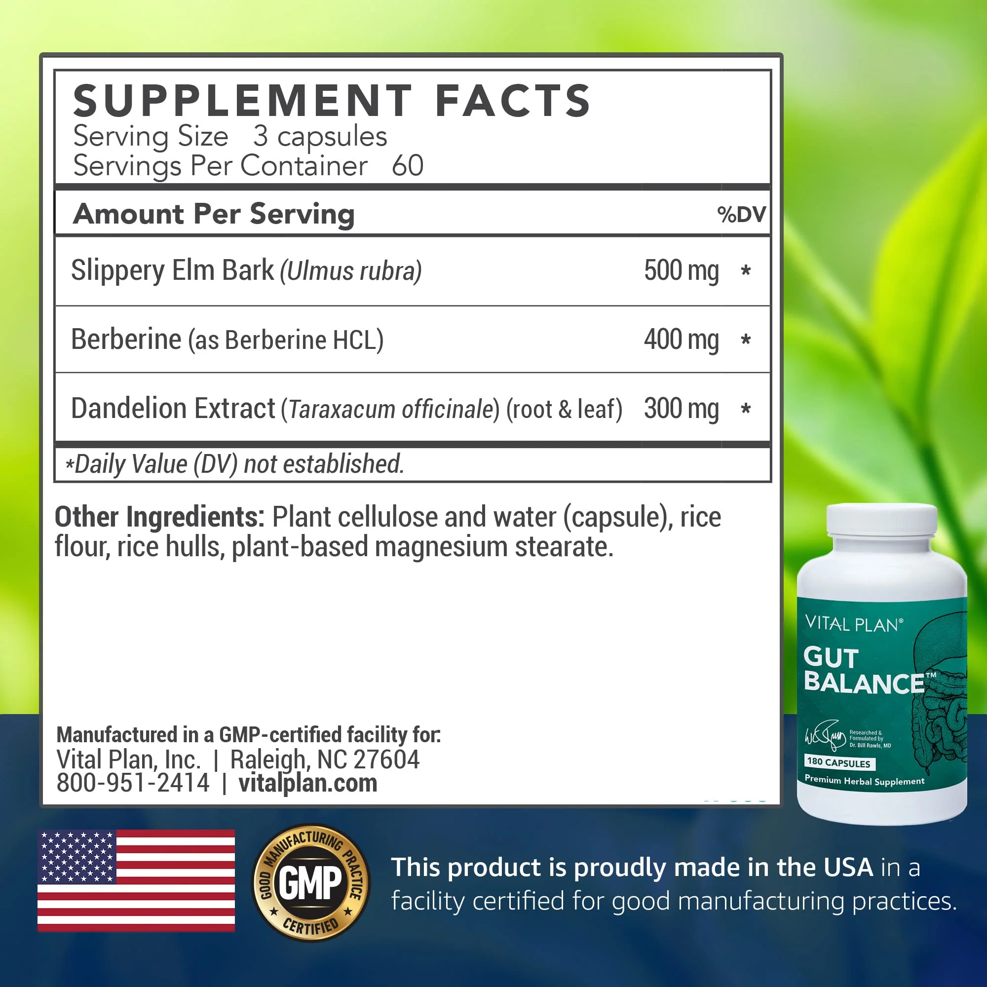 Vital Plan Gut Balance Supplement by Dr. Bill Rawls – Digestive Health Support (180 Capsules) - Image 2