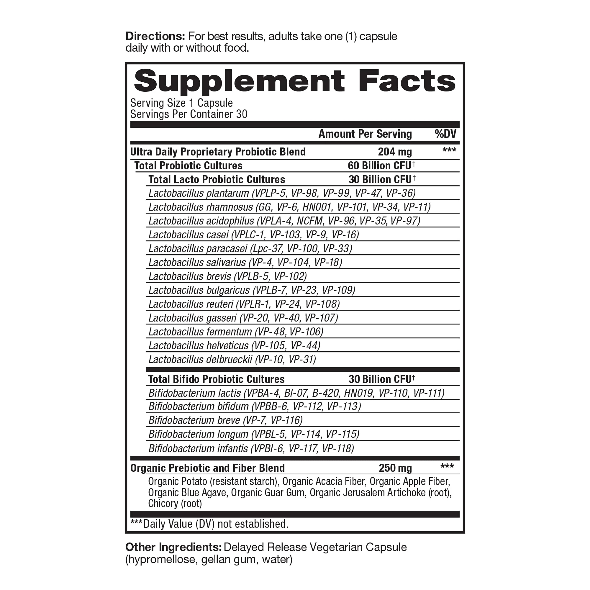 Vital Pro Naturals Ultra Daily Probiotic + Prebiotics | 30 Capsules - Image 2