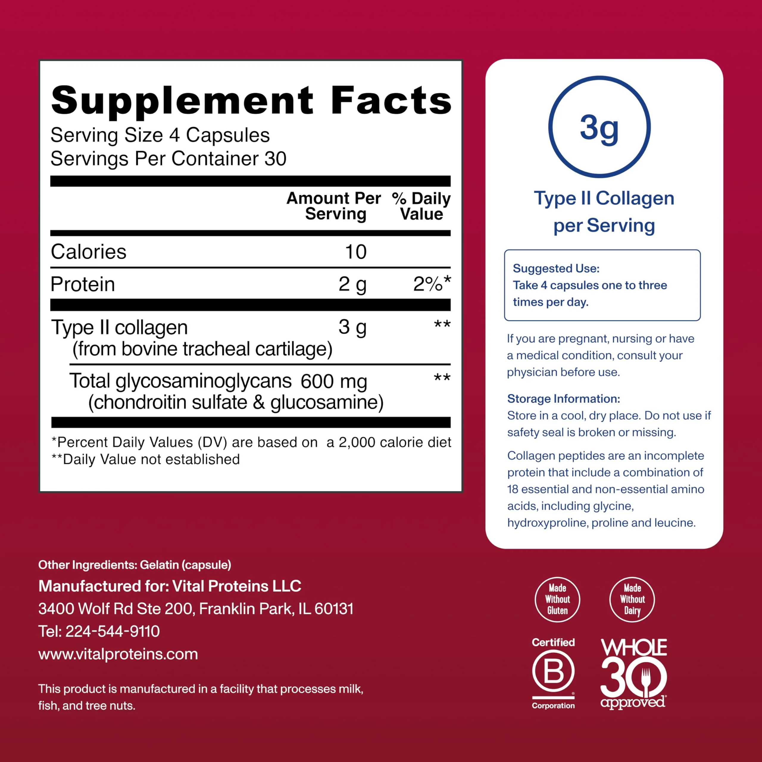 Vital Proteins Cartilage Capsules – Type II Collagen & Chondroitin, 750 mg, 120 Capsules - Image 12