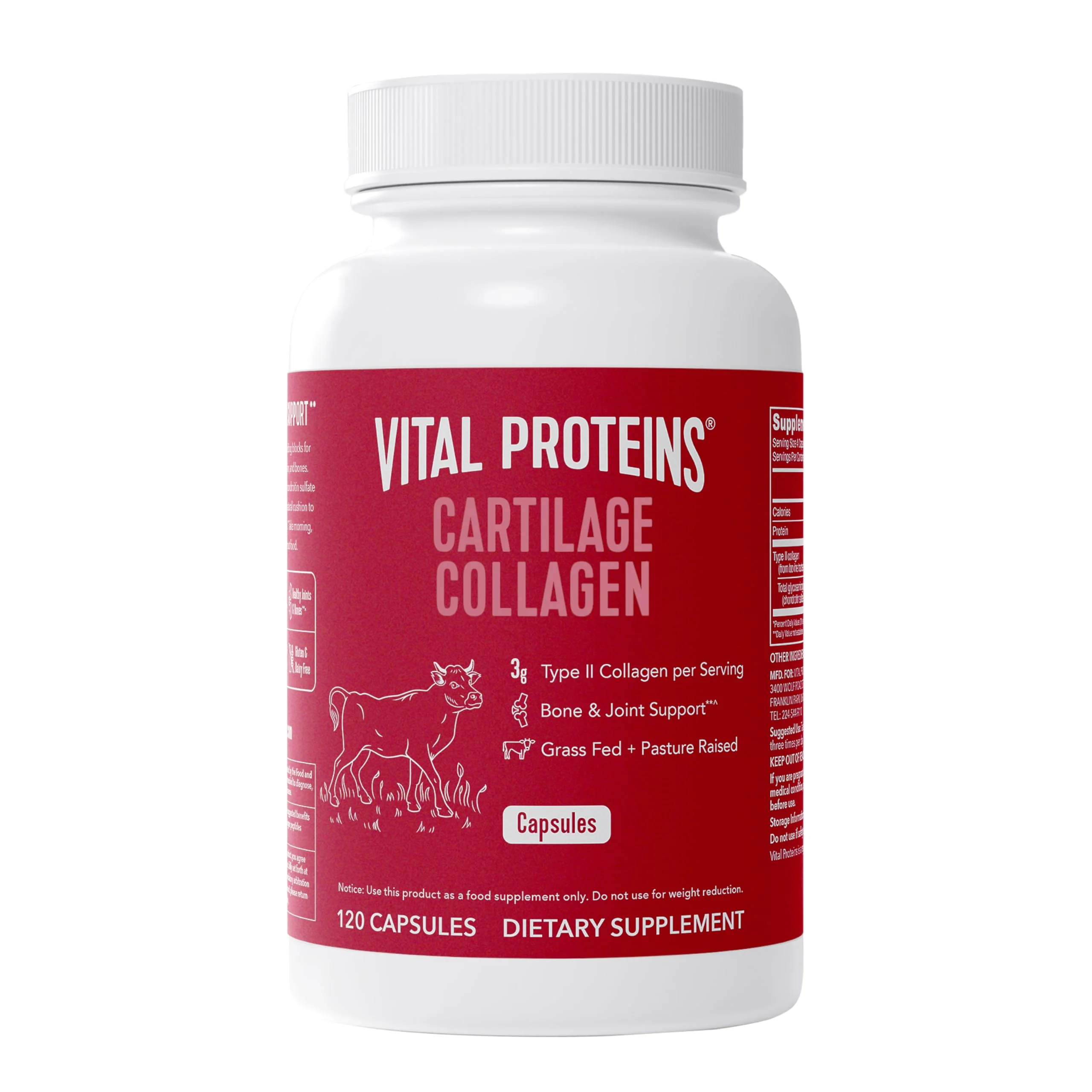 Vital Proteins Cartilage Capsules – Type II Collagen & Chondroitin, 750 mg, 120 Capsules - Image 9