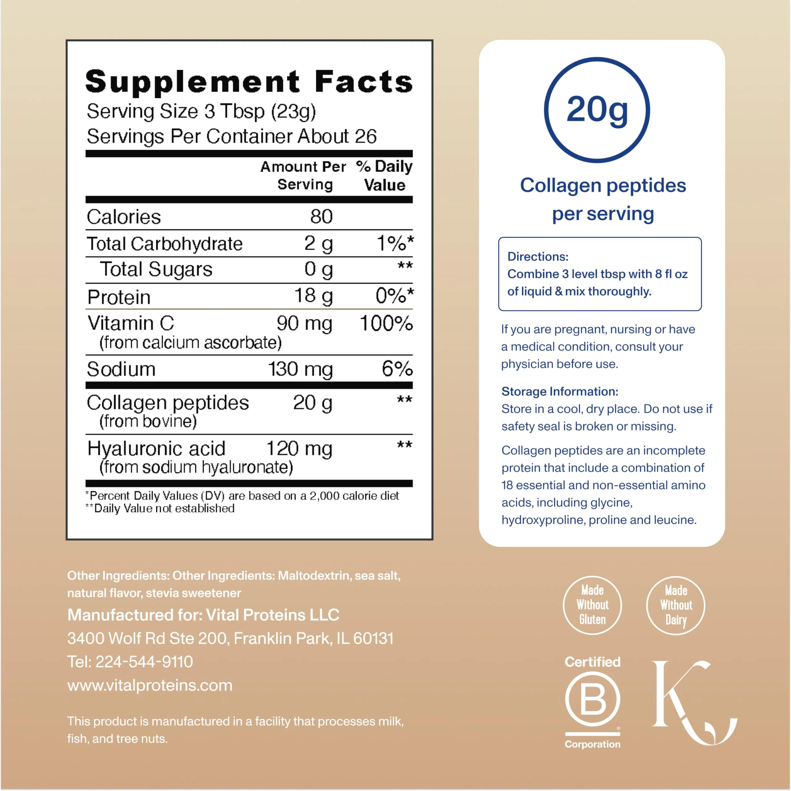 Vital Proteins Collagen Peptides Advanced with Hyaluronic Acid & Vitamin C – Vanilla Flavor, 21 oz - Image 11