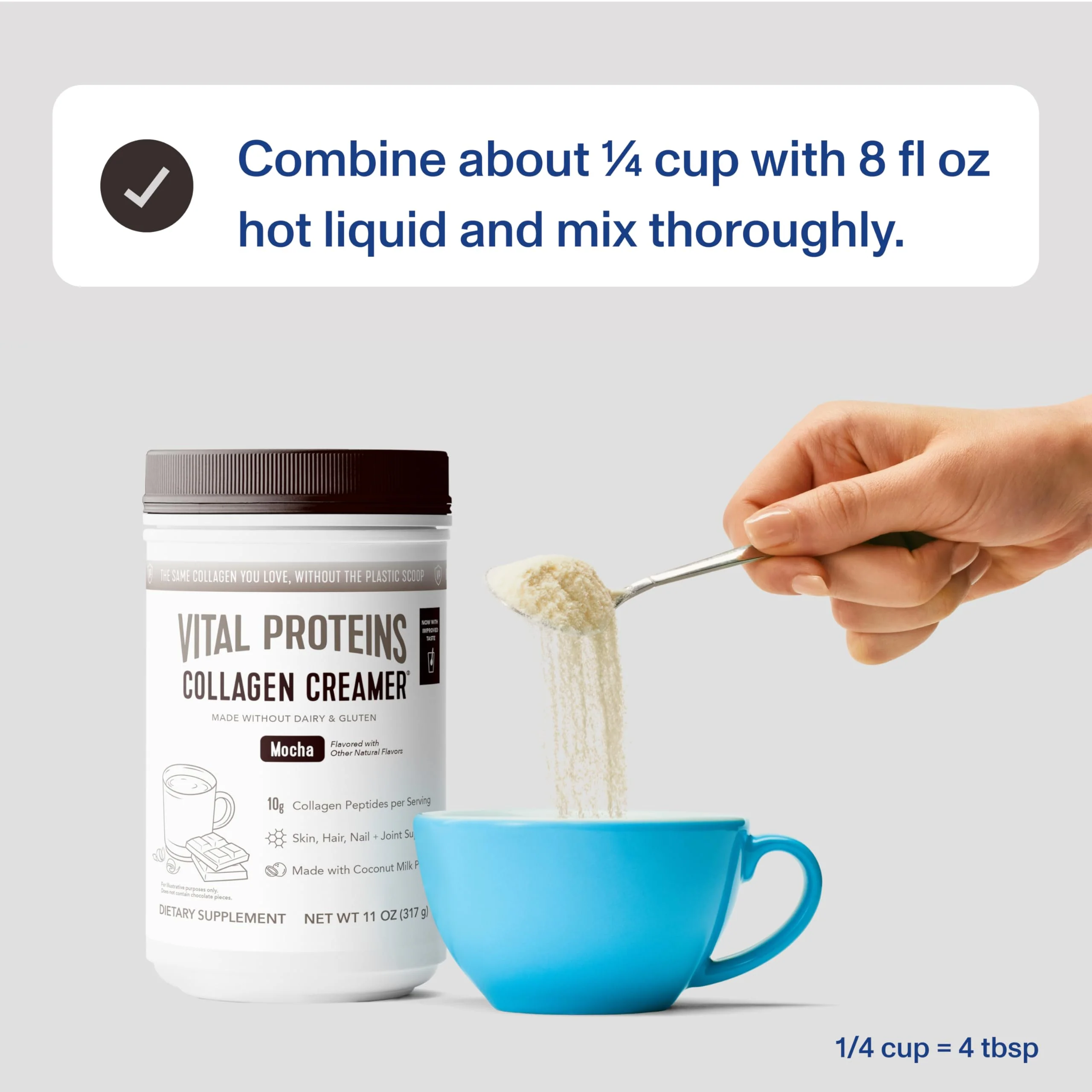 Vital Proteins Collagen Peptides Powder – Mocha Coffee Creamer for Hair, Skin & Nails Support | 11.2 oz - Image 3