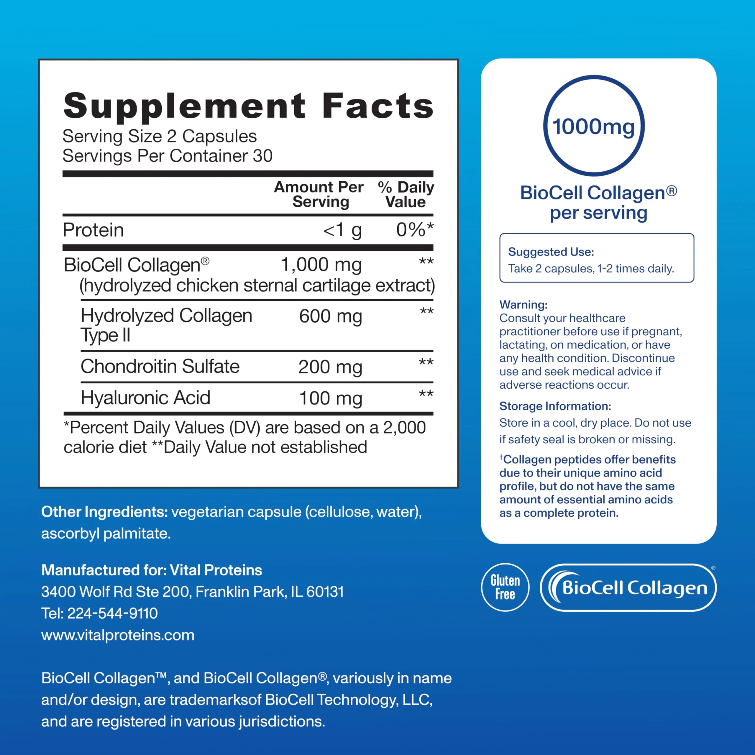 Vital Proteins Enhanced Collagen Complex Capsules with BioCell – Skin & Joints (60 Ct) - Image 2