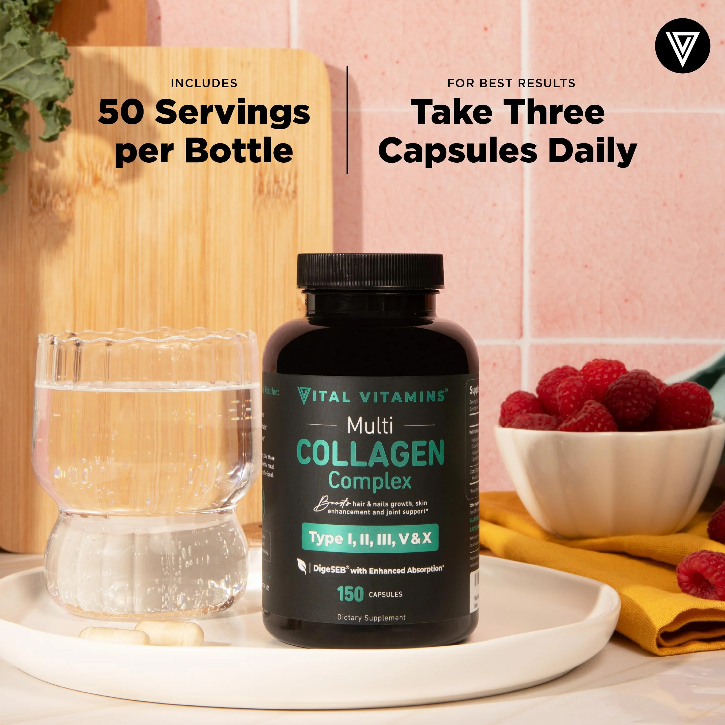 Vital Vitamins Multi Collagen Pills for Women & Men (2-Pack) - Hydrolyzed Collagen Peptides - Type I, II, III, V, X - Grass Fed, Non-GMO - Image 7