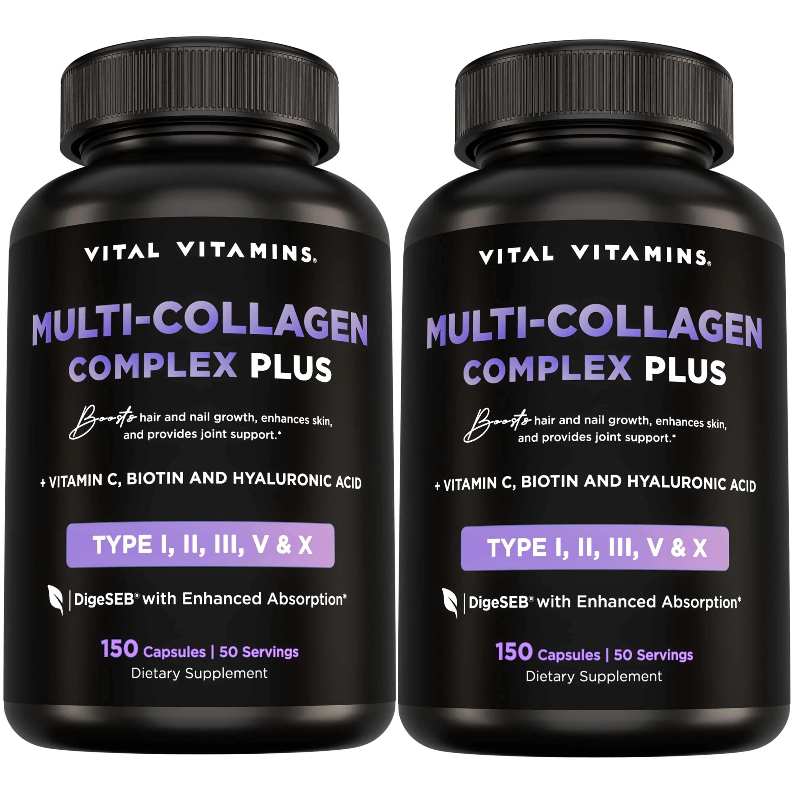 Vital Vitamins Multi Collagen Plus (2-Pack) – Biotin, Hyaluronic Acid & Vitamin C for Hair, Skin, Nails | Type I–X Collagen (Women & Men) - Image 8
