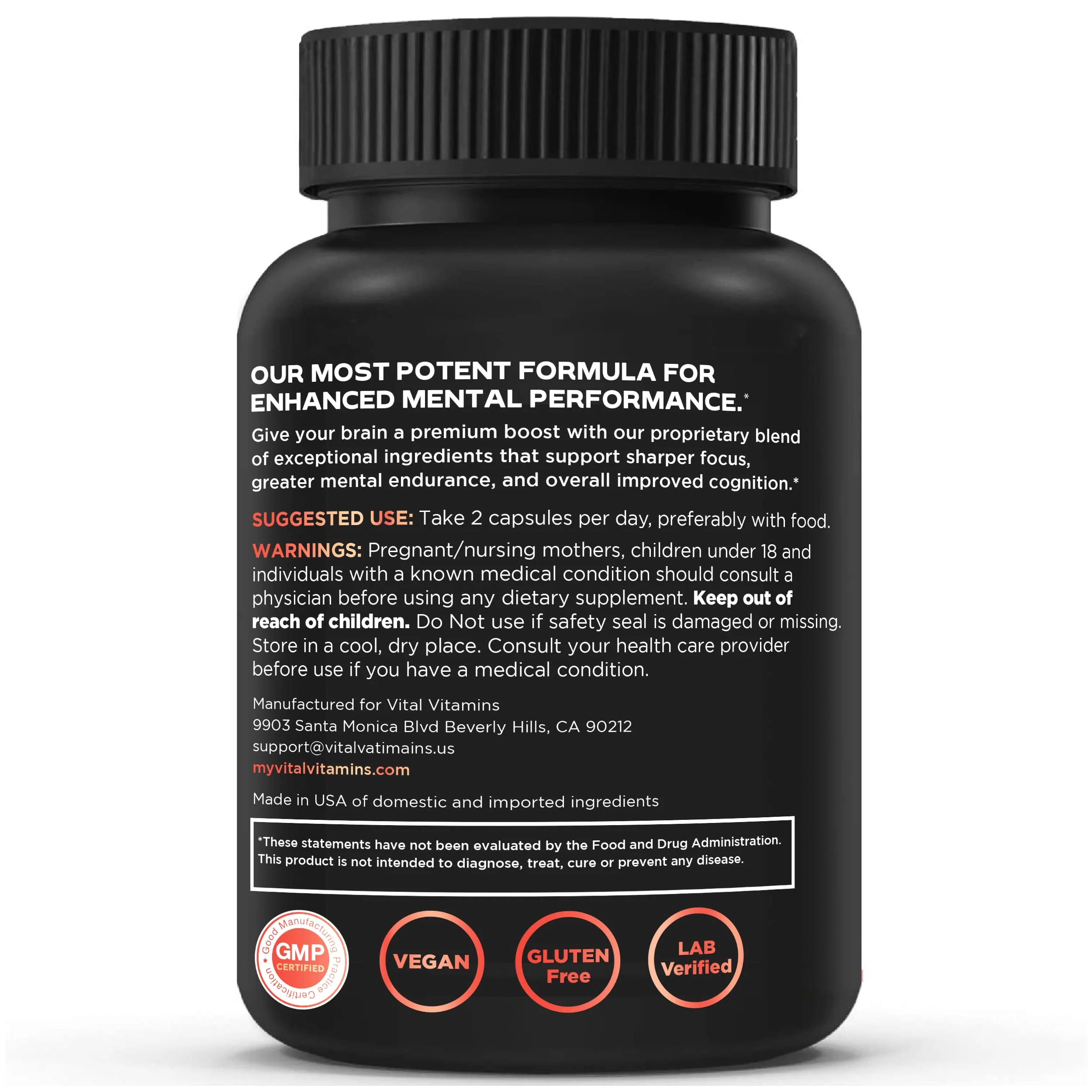 Vital Vitamins Nootropic Brain Supplement Plus – Memory & Focus (Lion's Mane) 60 Caps - Image 9