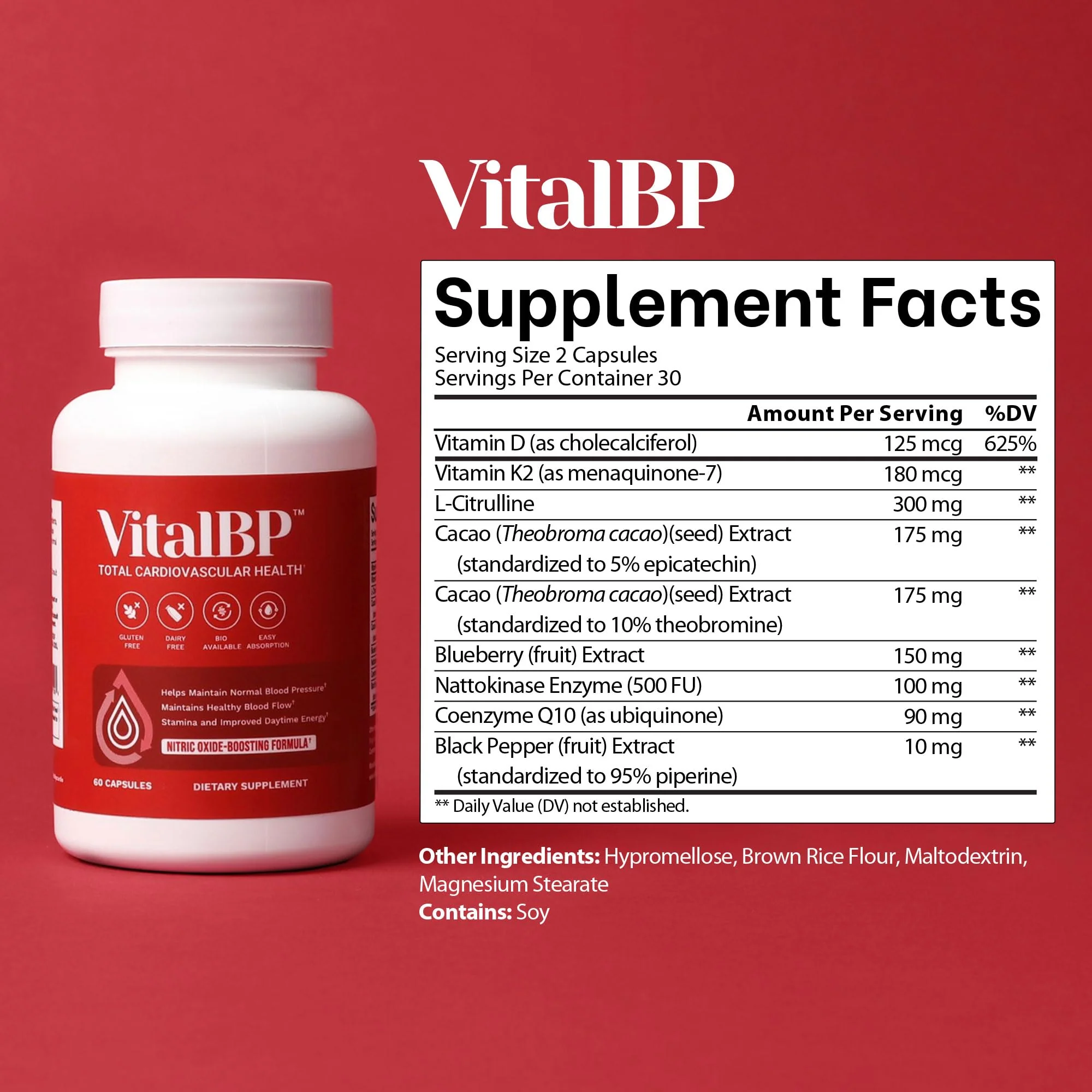 VitalBP - 2 Pack – Supports Normal Blood Pressure with CoQ10, L-Citrulline, K2 & D3 – 60 Capsules - Image 6