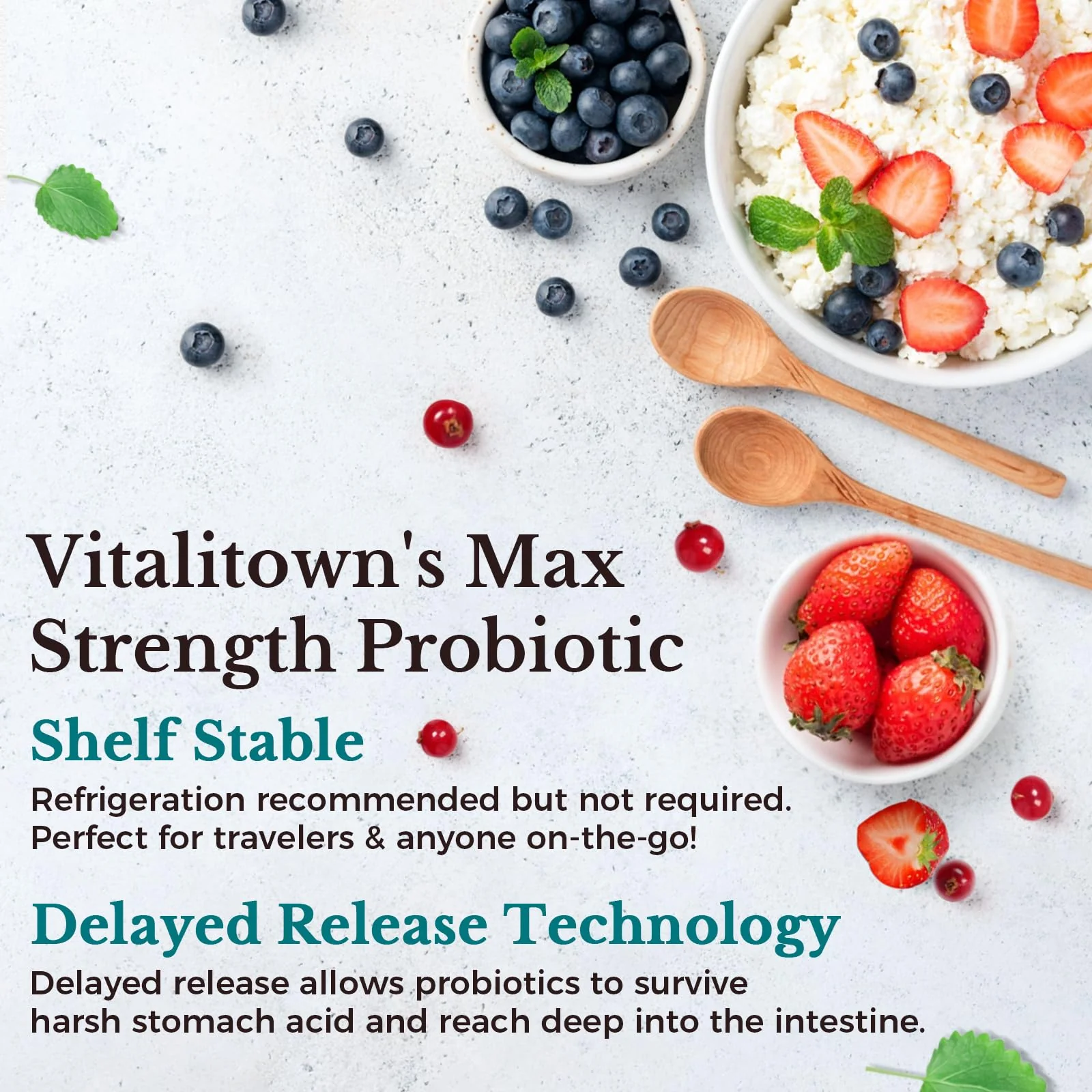 Vitalitown Probiotics 120 Billion CFUs | 36 Strains | Prebiotics & Digestive Enzymes | Shelf Stable | Vegan & Non-GMO | 60 Delayed-Release Veg Caps - Image 4