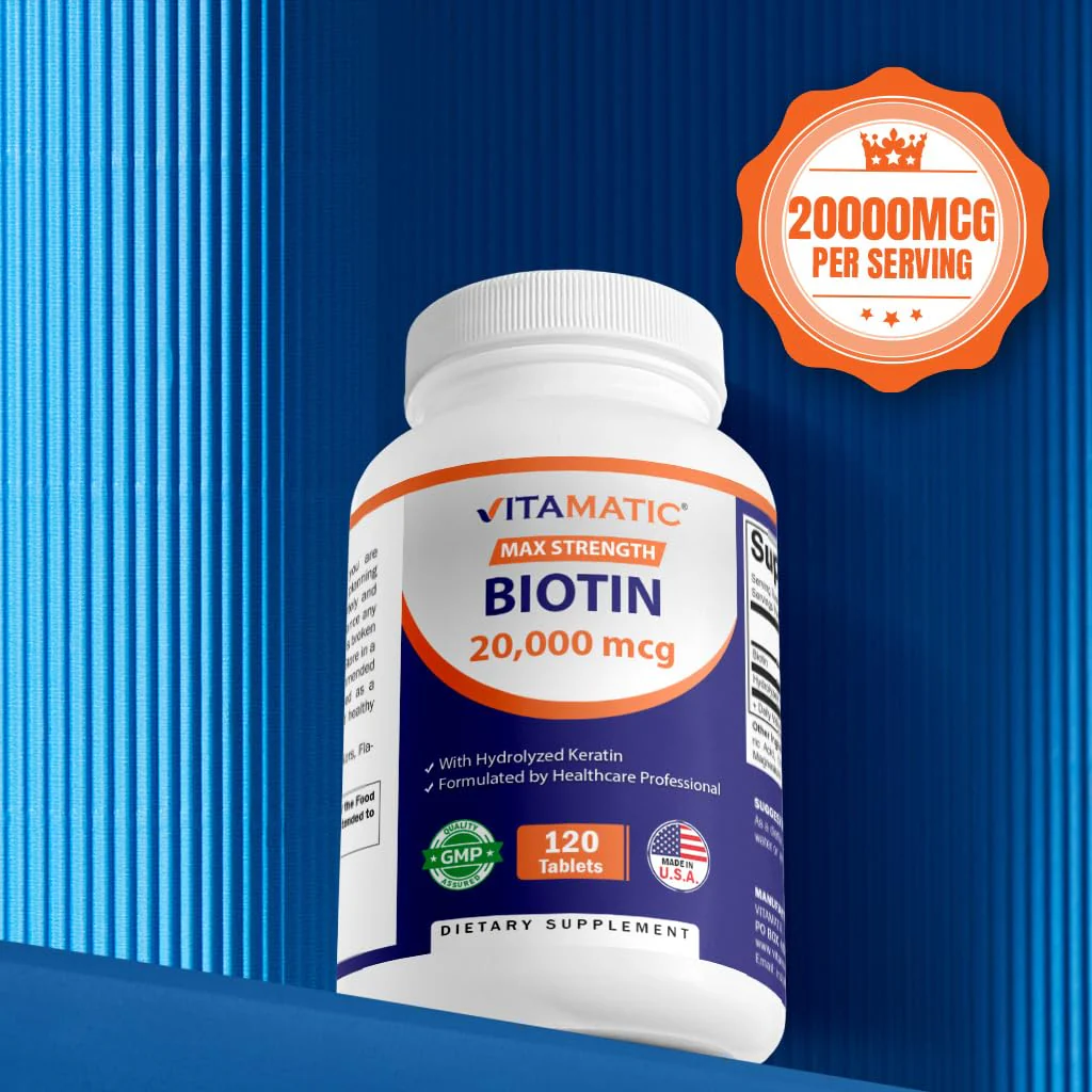 Vitamatic Biotin 20000 mcg with Keratin – 120 Vegetarian Tablets (Pack of 3) - Image 6