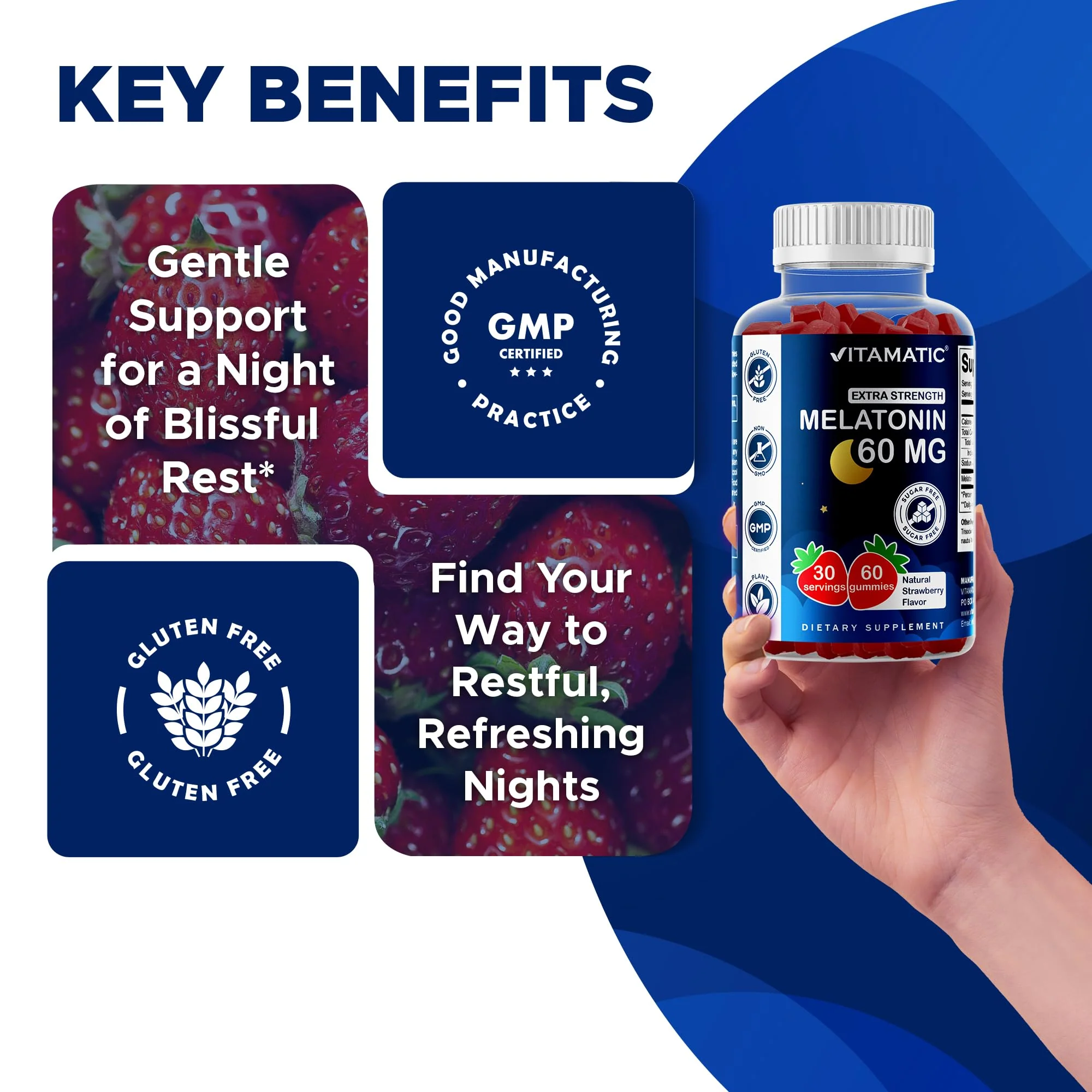 Vitamatic Sugar Free Melatonin Gummies 60 mg – 60 Veg Gummies, Pack of 2 - Image 14
