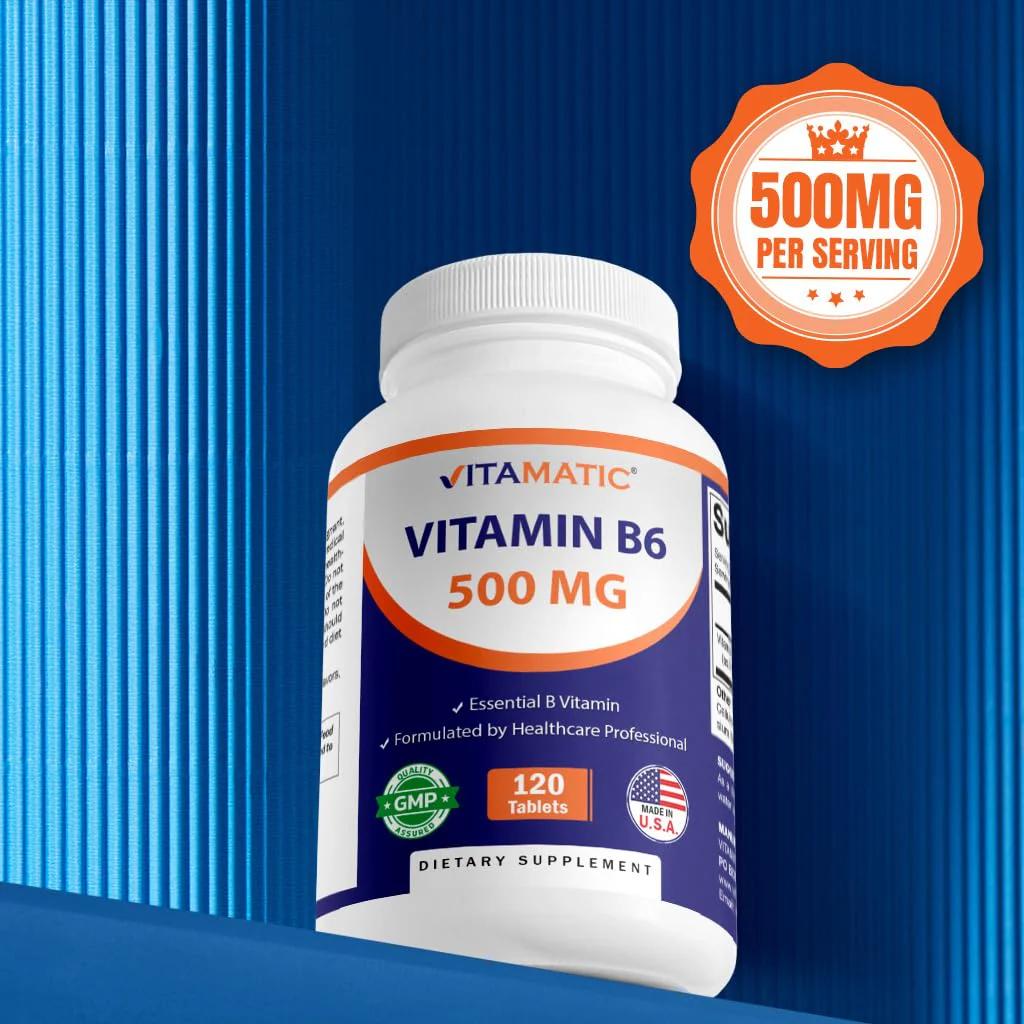 Vitamatic Vitamin B6 (Pyridoxine HCI) 500 mg – 120 Vegetarian Tablets, Pack of 2 | Energy, Metabolism & Immune Support - Image 7