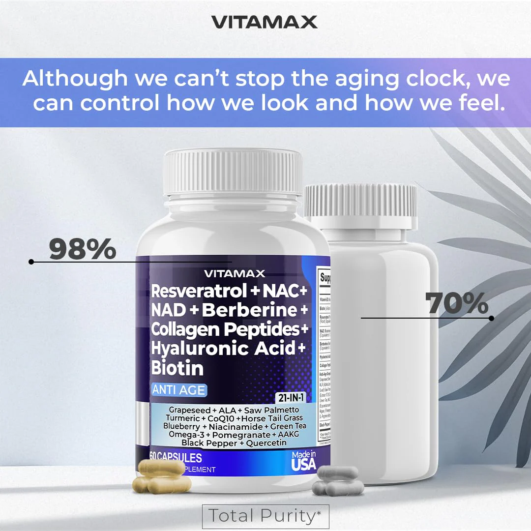 Vitamax 21-in-1 Age Smart NAD+ Resveratrol Berberine – Made in USA - Image 5