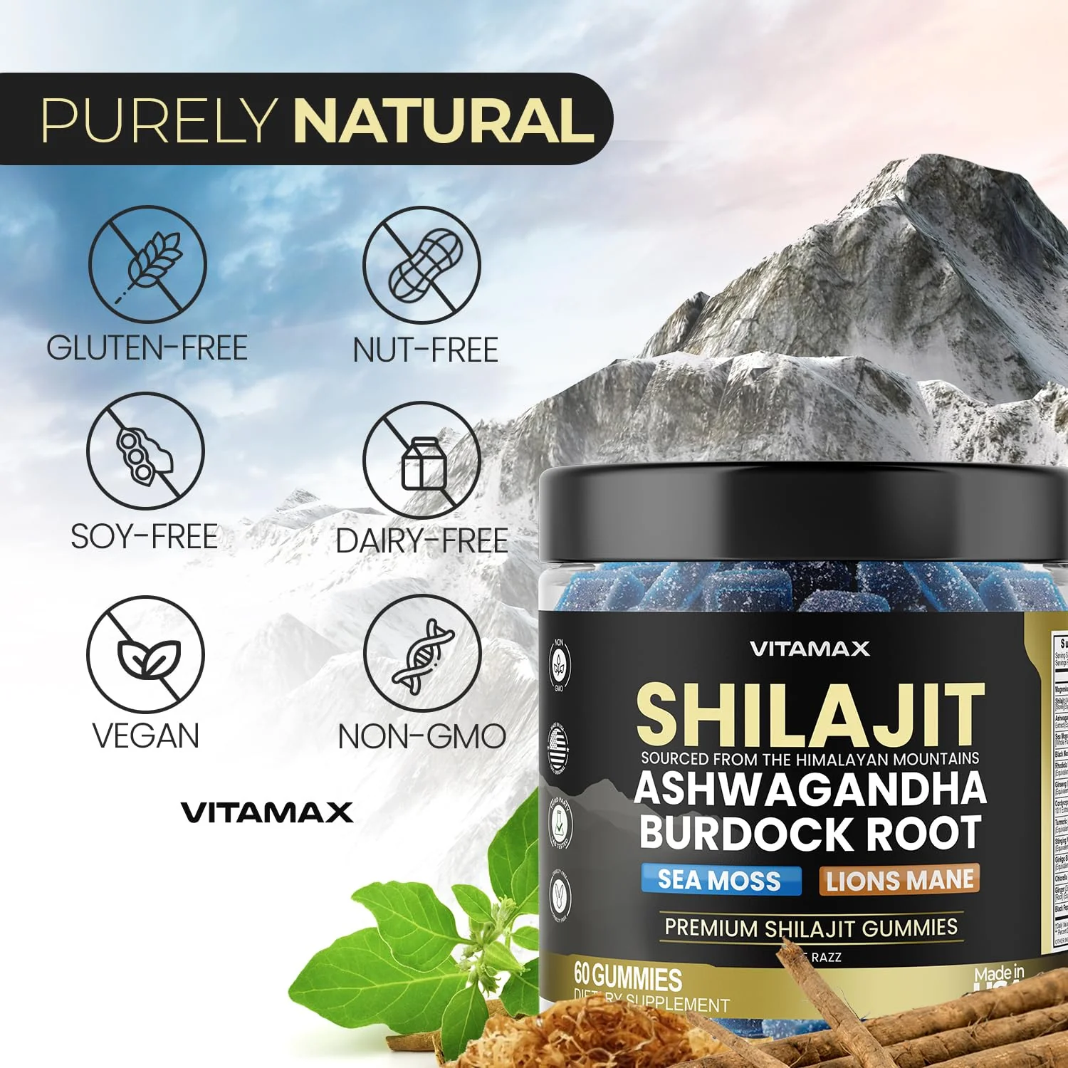 Vitamax Organic Shilajit Gummies with Sea Moss & Ashwagandha – 105+ Minerals, 60 Count - Image 6