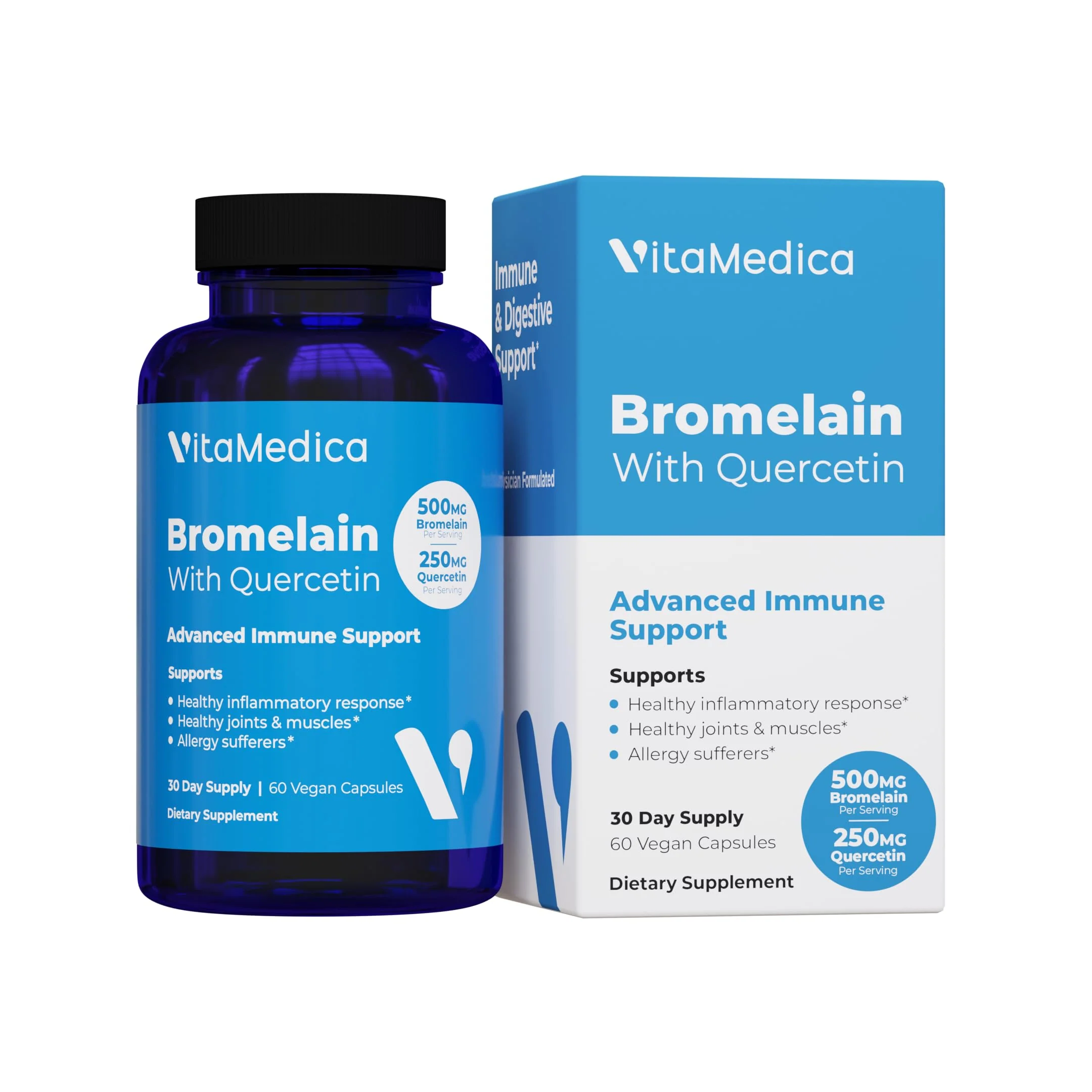 VitaMedica Bromelain & Quercetin Supplement – 500mg Bromelain / 250mg Quercetin, 2400 GDU, 60 Vegan Capsules (30 Servings) - Image 9
