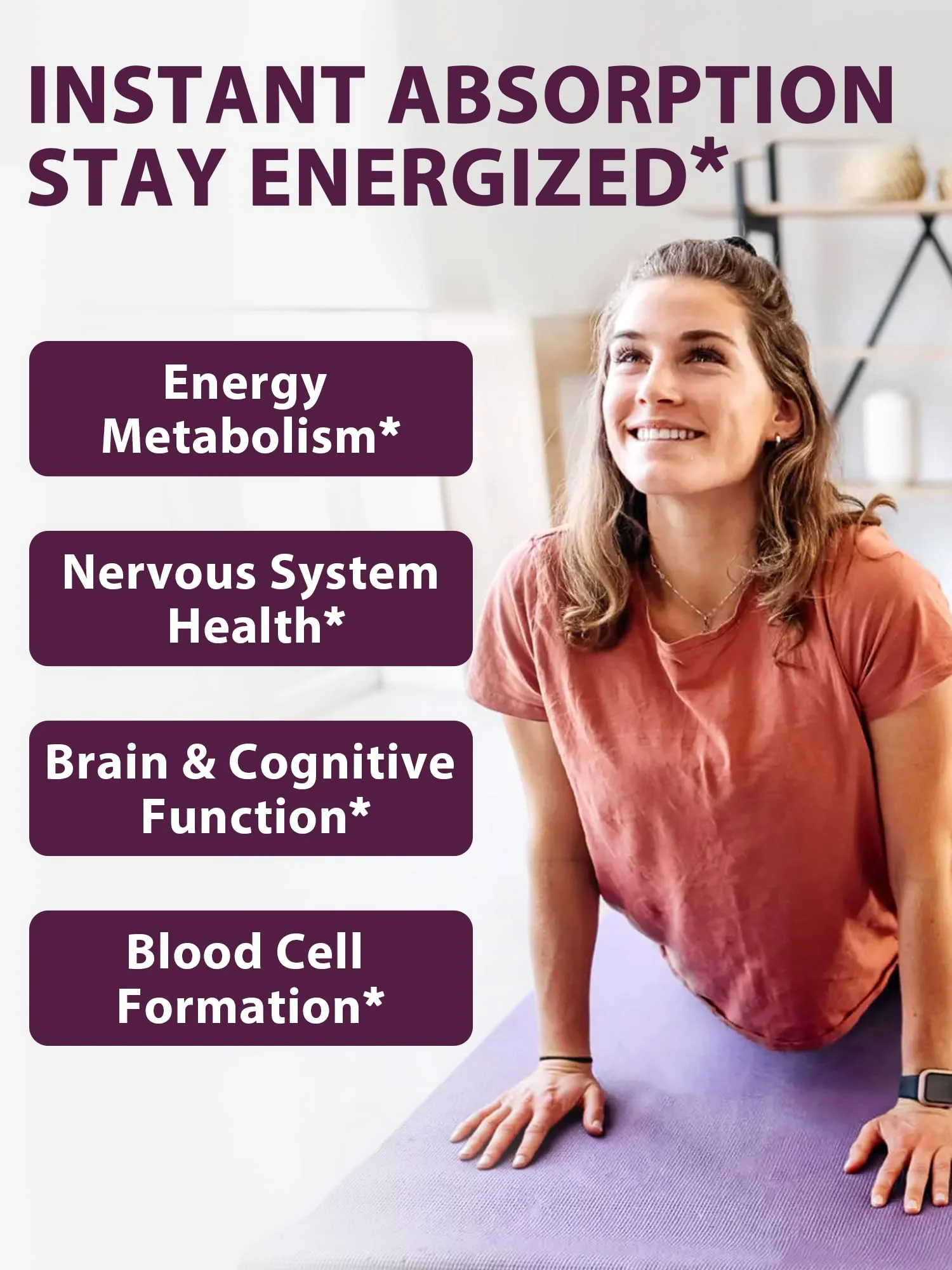 Vitamin B12 Sublingual 5000mcg – Energy & Nerve Support, Peach Flavor, Vegan - Image 2