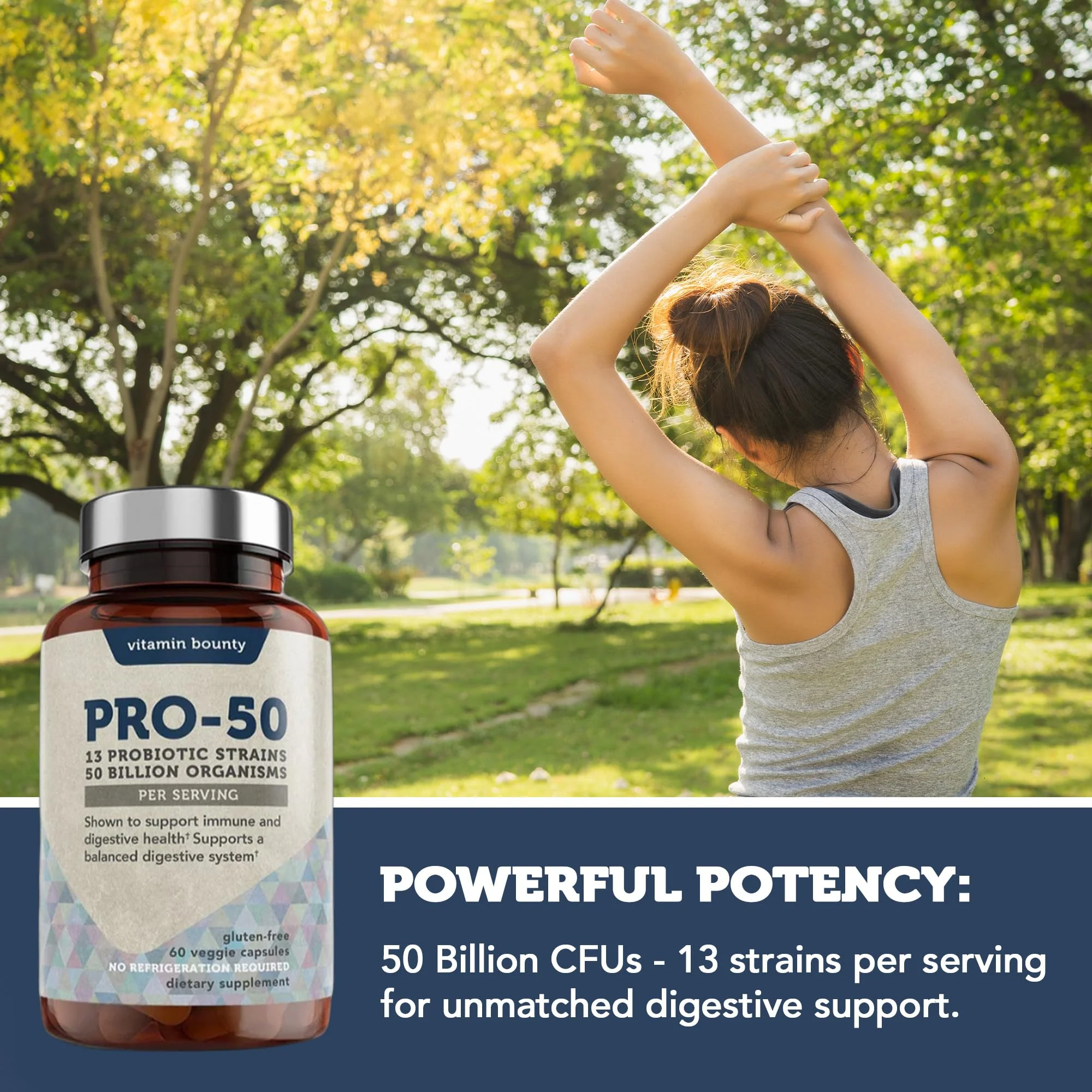 Vitamin Bounty Pro-50 Probiotics – 50B CFU, 13 Strains, Prebiotic (Digestive & Immune Support) – Women & Men - Image 5