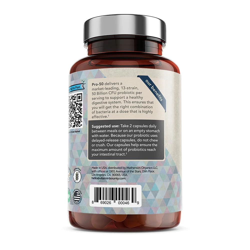 Vitamin Bounty Pro-50 Probiotics – 50B CFU, 13 Strains, Prebiotic (Digestive & Immune Support) – Women & Men - Image 8
