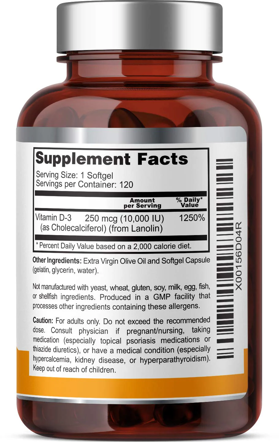 Vitamin D-3 10000 IU 120 Softgels – High-Potency in Extra Virgin Olive Oil (Pack of 2) - Image 3