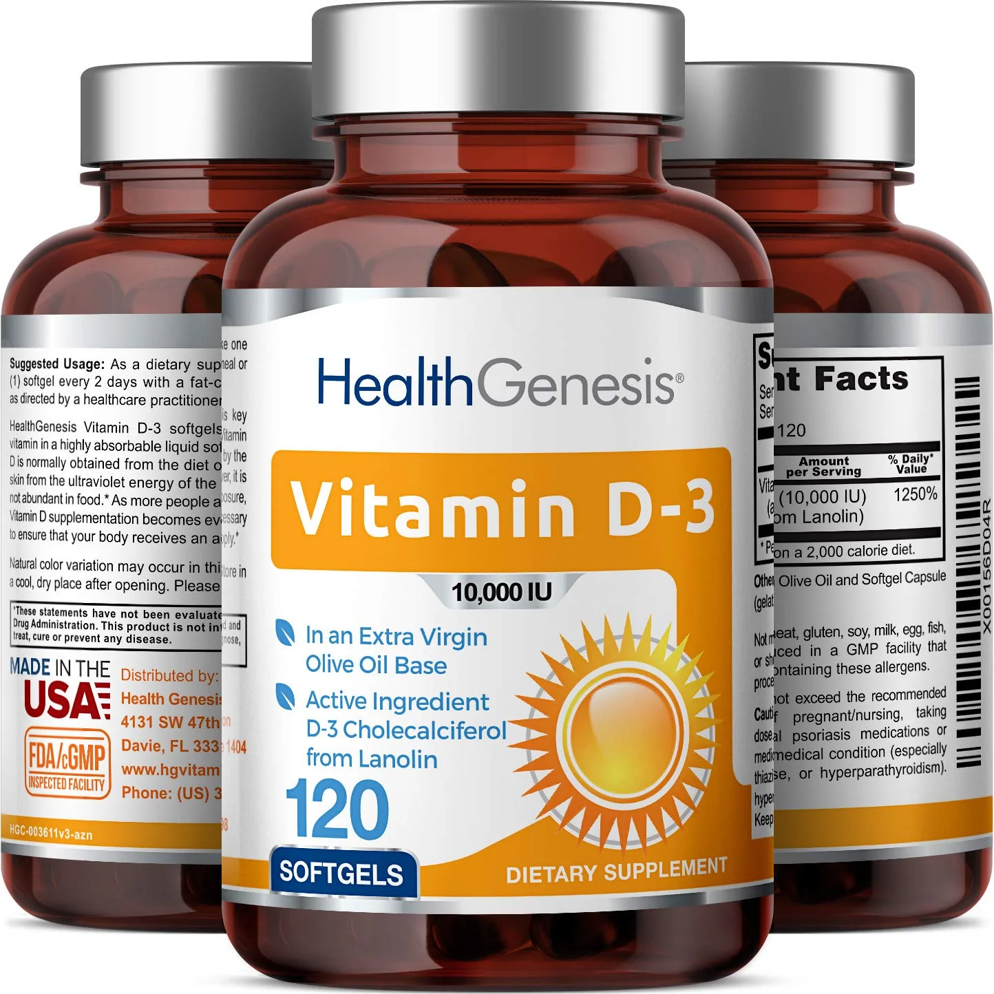 Vitamin D-3 10000 IU 120 Softgels – High-Potency in Extra Virgin Olive Oil (Pack of 2) - Image 4