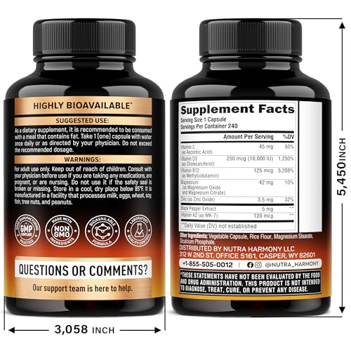 Vitamin D3 K2 10000 IU + MK-7 120 mcg | Immune, Bone & Mood Support | Made in USA | 240 Capsules - Image 2