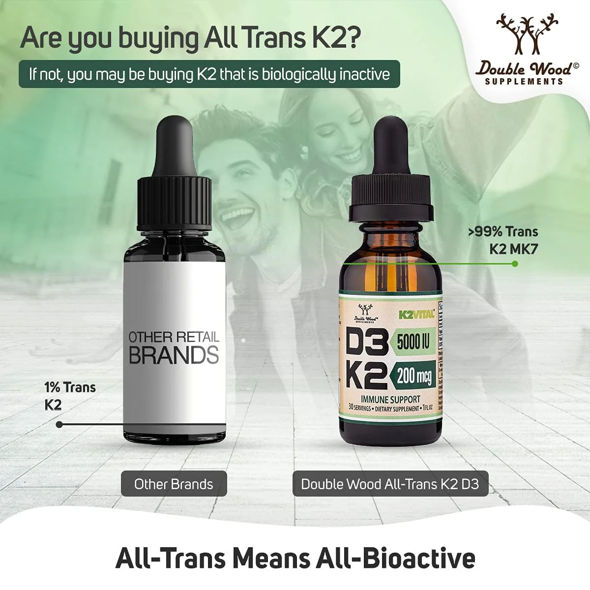 Vitamin D3 K2 5,000 IU Liquid Drops with All-Trans MK-7 (K2Vital) – Double Wood, Pack of 2 - Image 4