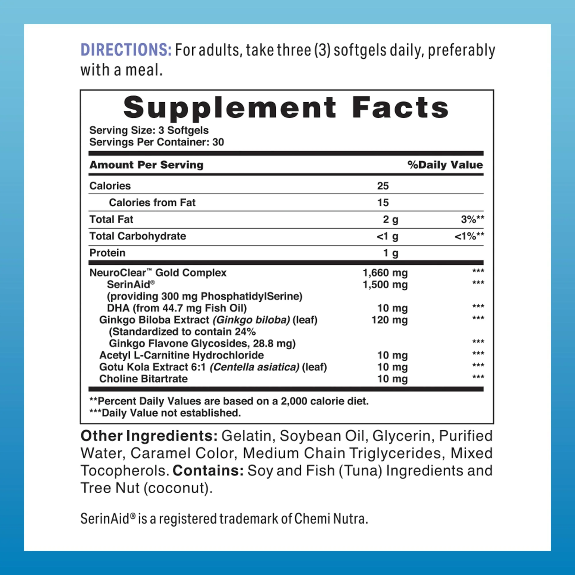 Vitamin World NeuroClear Gold Plus 90 Softgels – Phosphatidylserine, DHA, Ginkgo Biloba | Gluten Free - Image 2