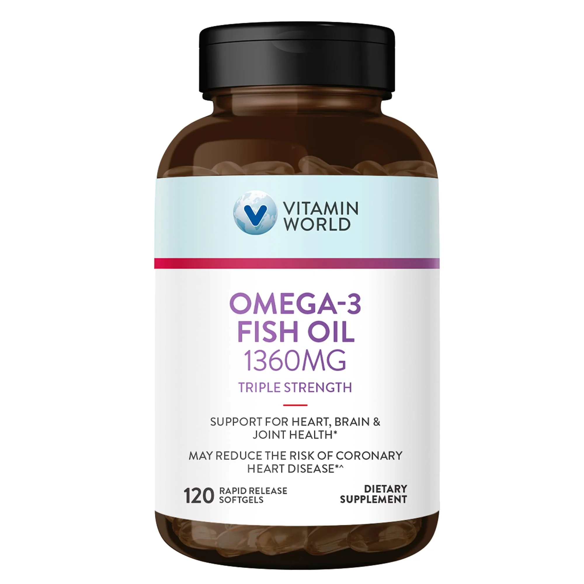 Vitamin World Triple Strength Omega-3 Fish Oil 1360 mg | EPA/DHA 950 mg | 120 Softgels