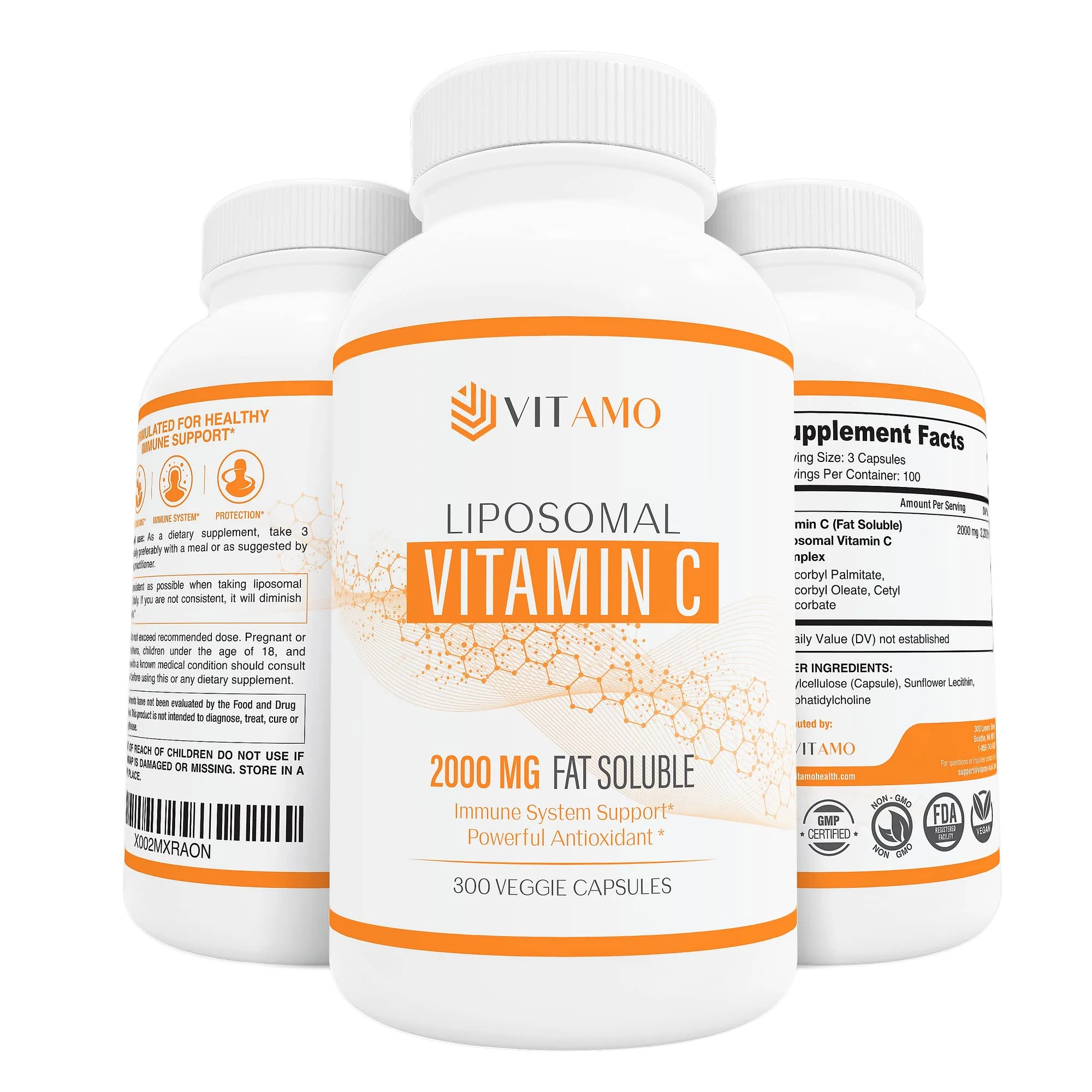 Vitamo Liposomal Vitamin C 2000mg | High-Absorption Immune Support & Skin Health | 300 Capsules - Image 8