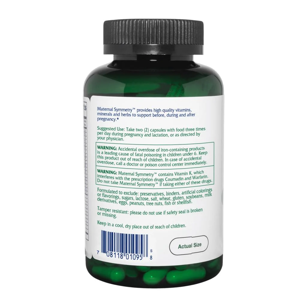Vitanica Maternal Symmetry Prenatal & Postnatal Vitamins – Vegan, 180 Capsules - Image 3