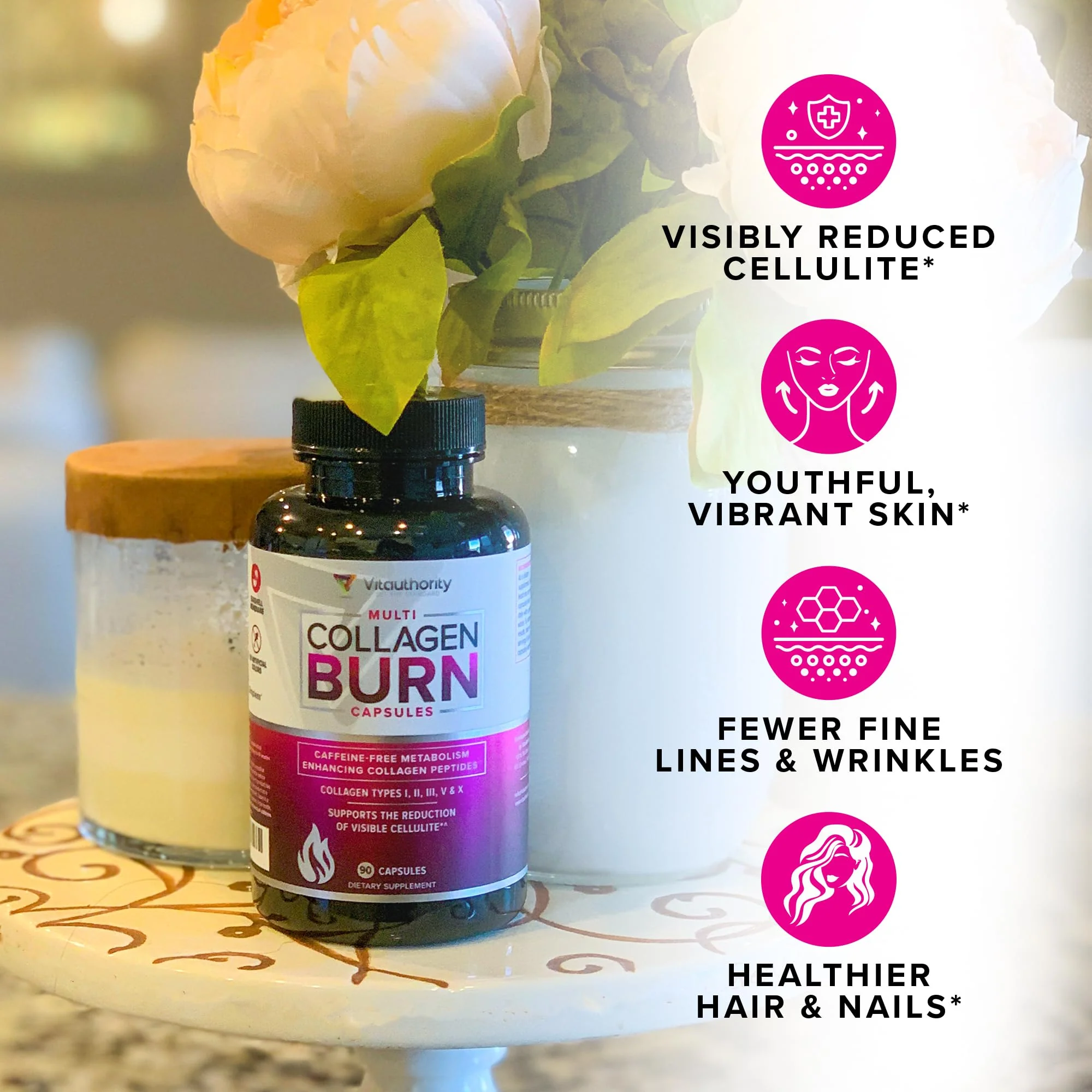 Vitauthority Multi Collagen Burn – 5 Types, Hyaluronic Acid, Vitamin C | Caffeine-Free Capsules - Image 15