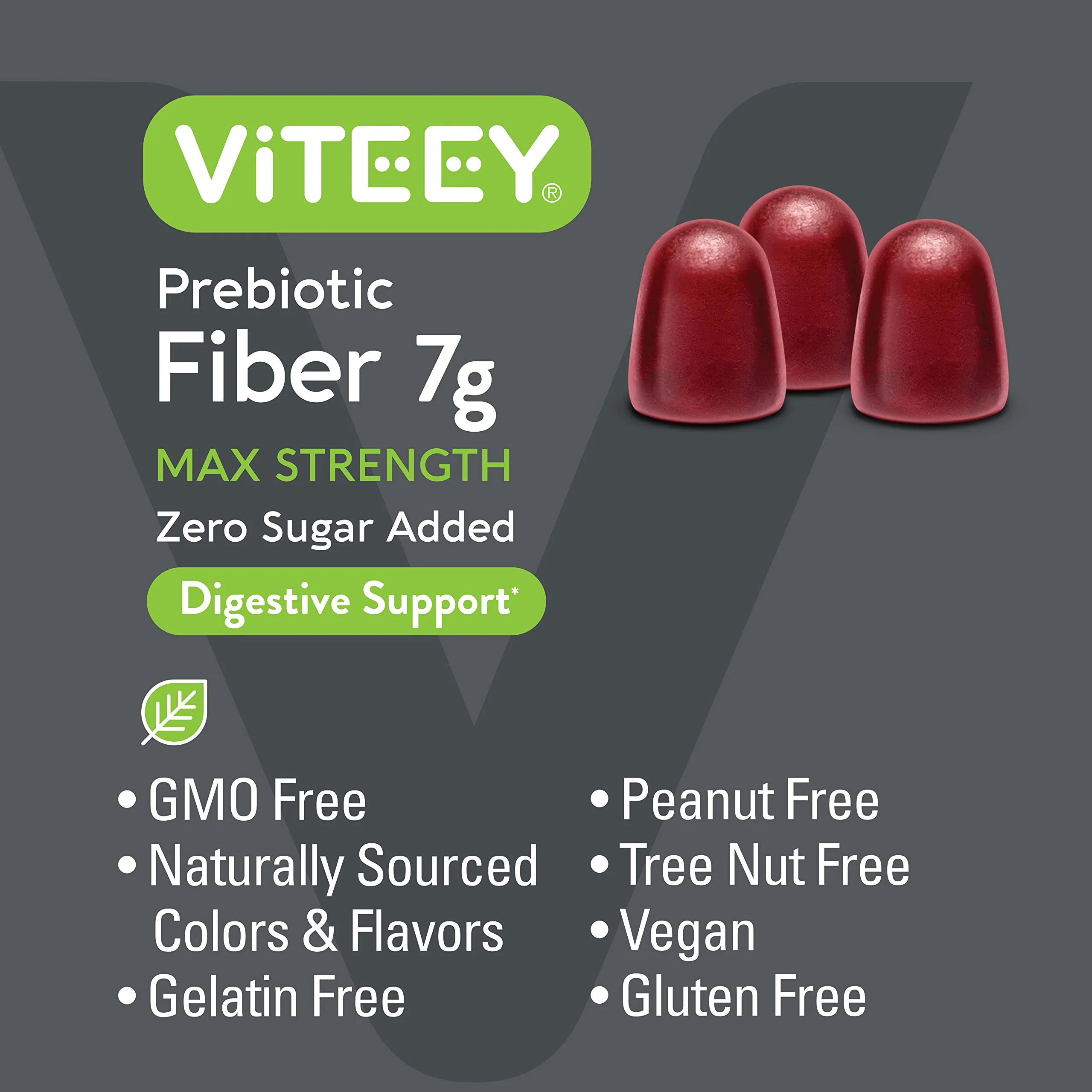 Viteey Prebiotic Fiber Gummies for Adults – 7g Per Serving, 2-Month Supply, Zero Sugar Added, Vegan & Gluten-Free - Image 5