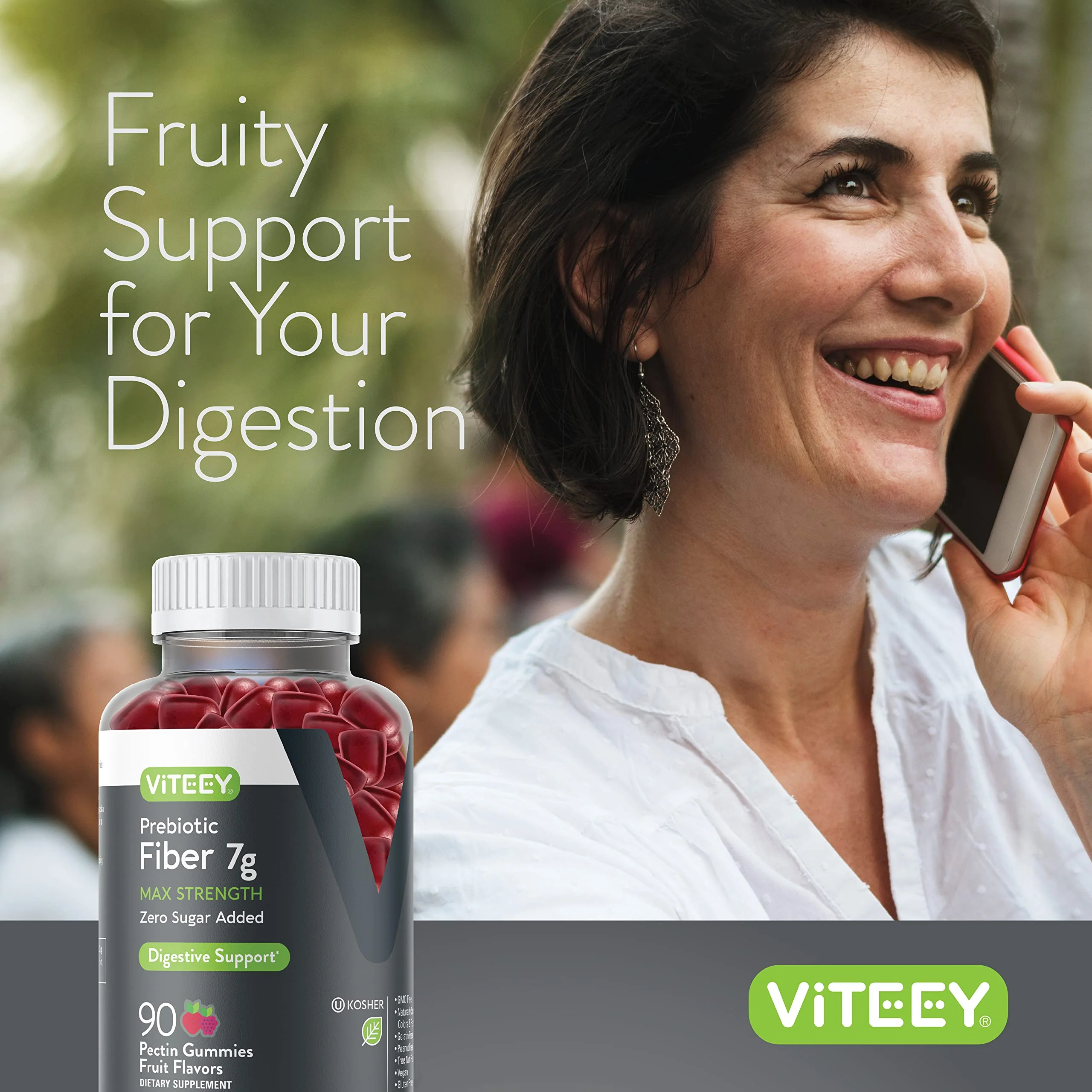 Viteey Prebiotic Fiber Gummies for Adults – 7g Per Serving, 2-Month Supply, Zero Sugar Added, Vegan & Gluten-Free - Image 6