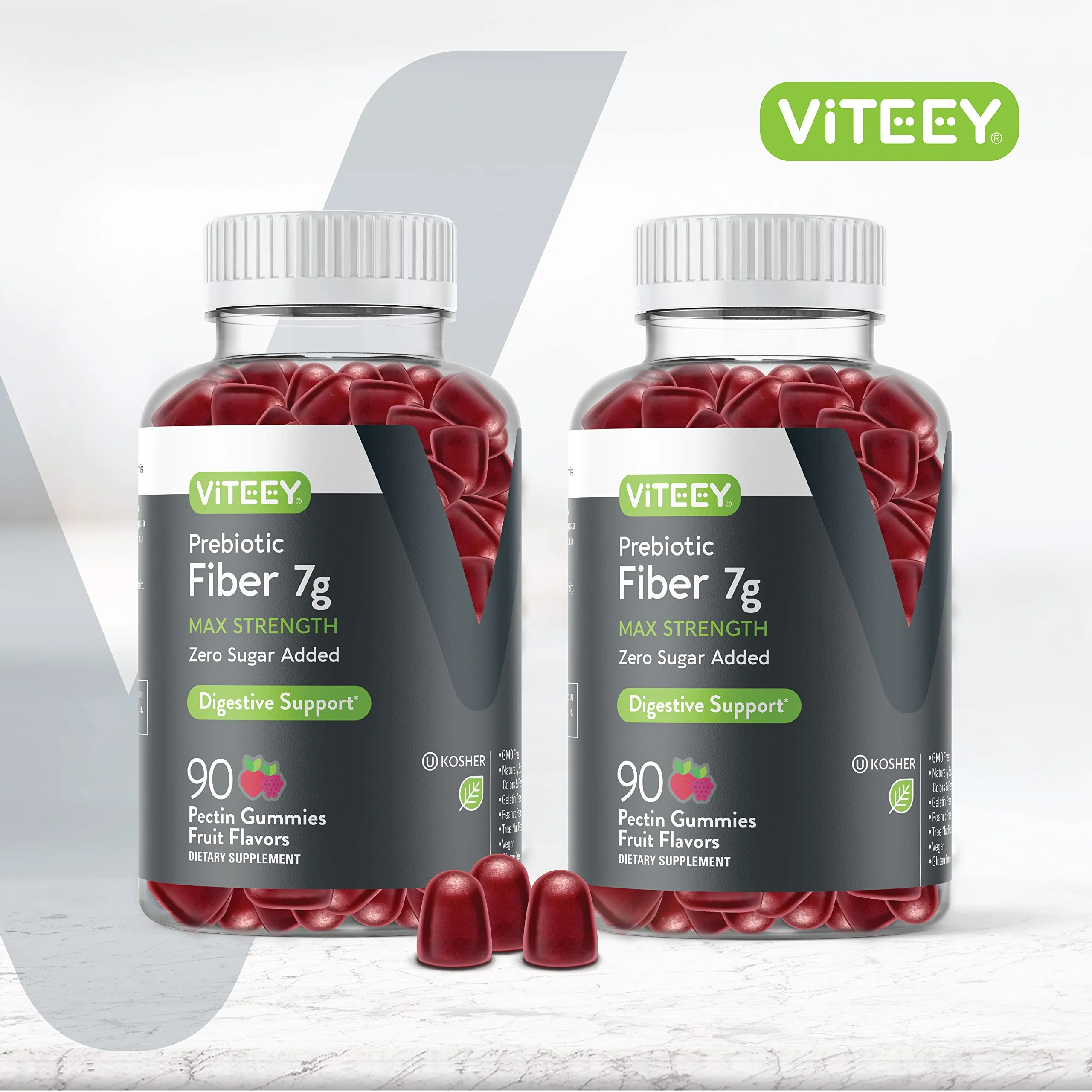 Viteey Prebiotic Fiber Gummies for Adults – 7g Per Serving, 2-Month Supply, Zero Sugar Added, Vegan & Gluten-Free - Image 9