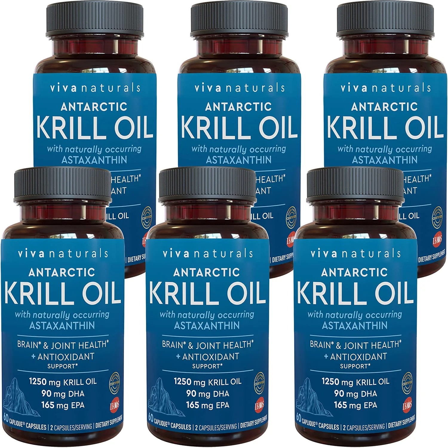 Viva Naturals Antarctic Krill Oil 1250 mg — EPA/DHA + Astaxanthin | Joint & Brain Support | No Fishy Aftertaste | Pack of 6 - Image 10