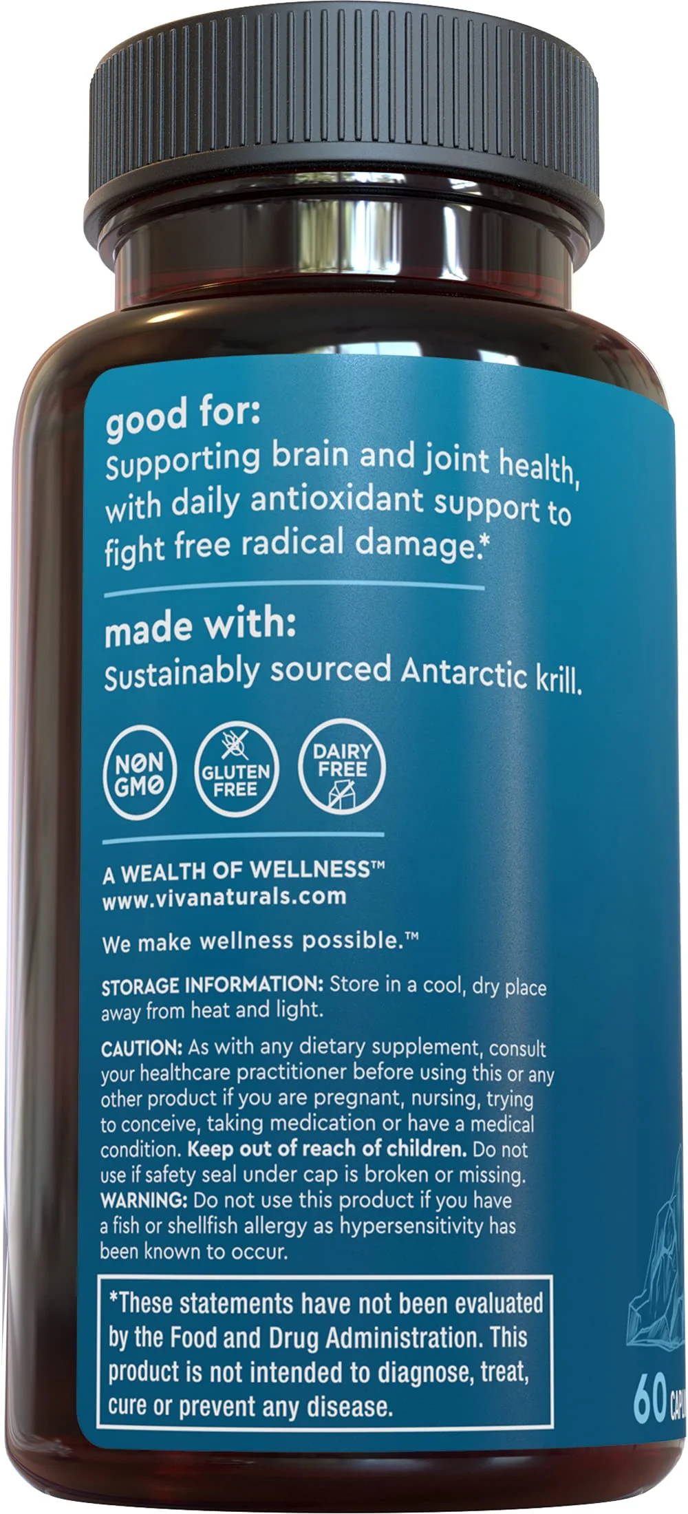 Viva Naturals Antarctic Krill Oil 1250 mg — EPA/DHA + Astaxanthin | Joint & Brain Support | No Fishy Aftertaste | Pack of 6 - Image 12