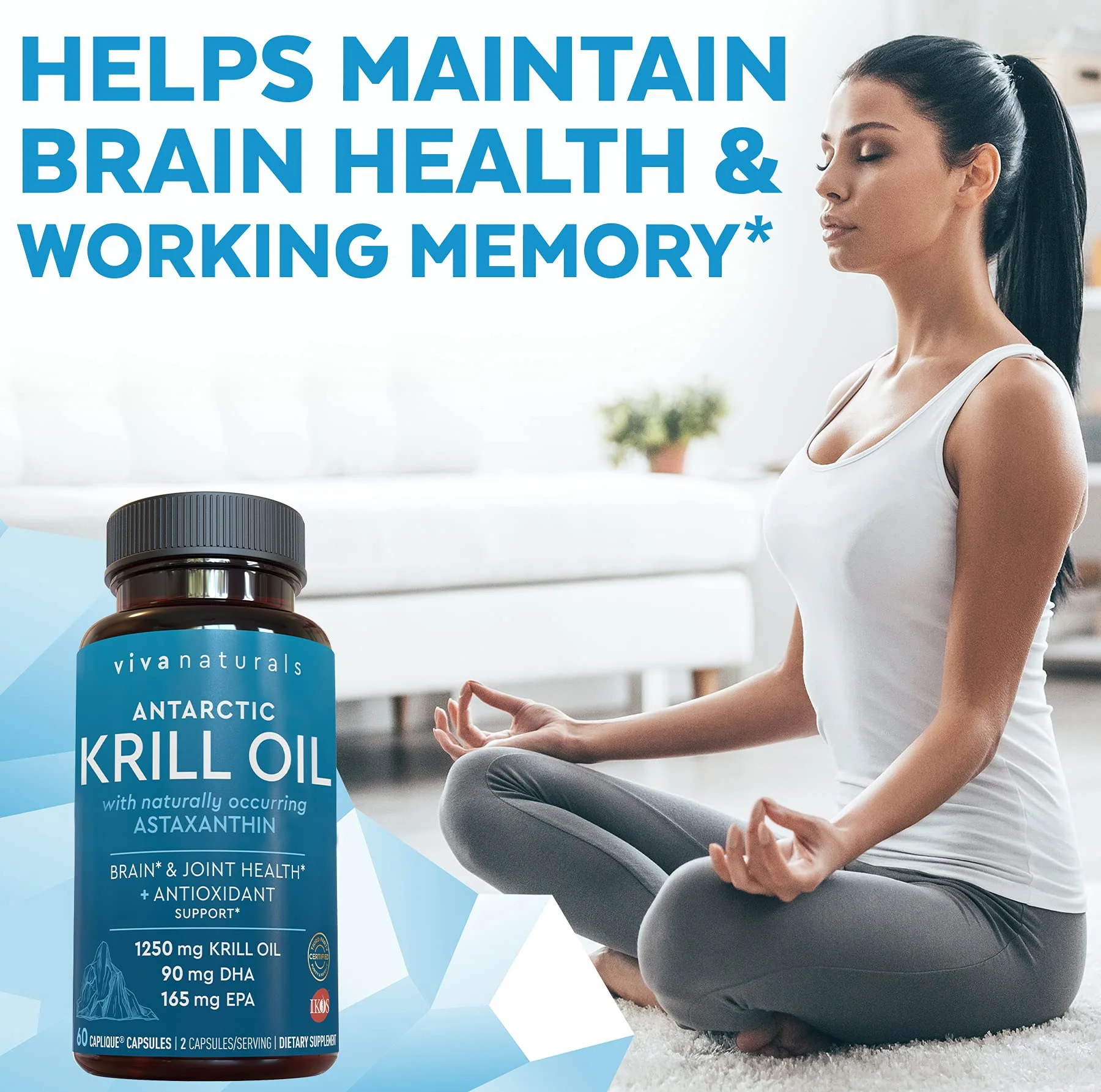 Viva Naturals Antarctic Krill Oil 1250 mg — EPA/DHA + Astaxanthin | Joint & Brain Support | No Fishy Aftertaste | Pack of 6 - Image 16