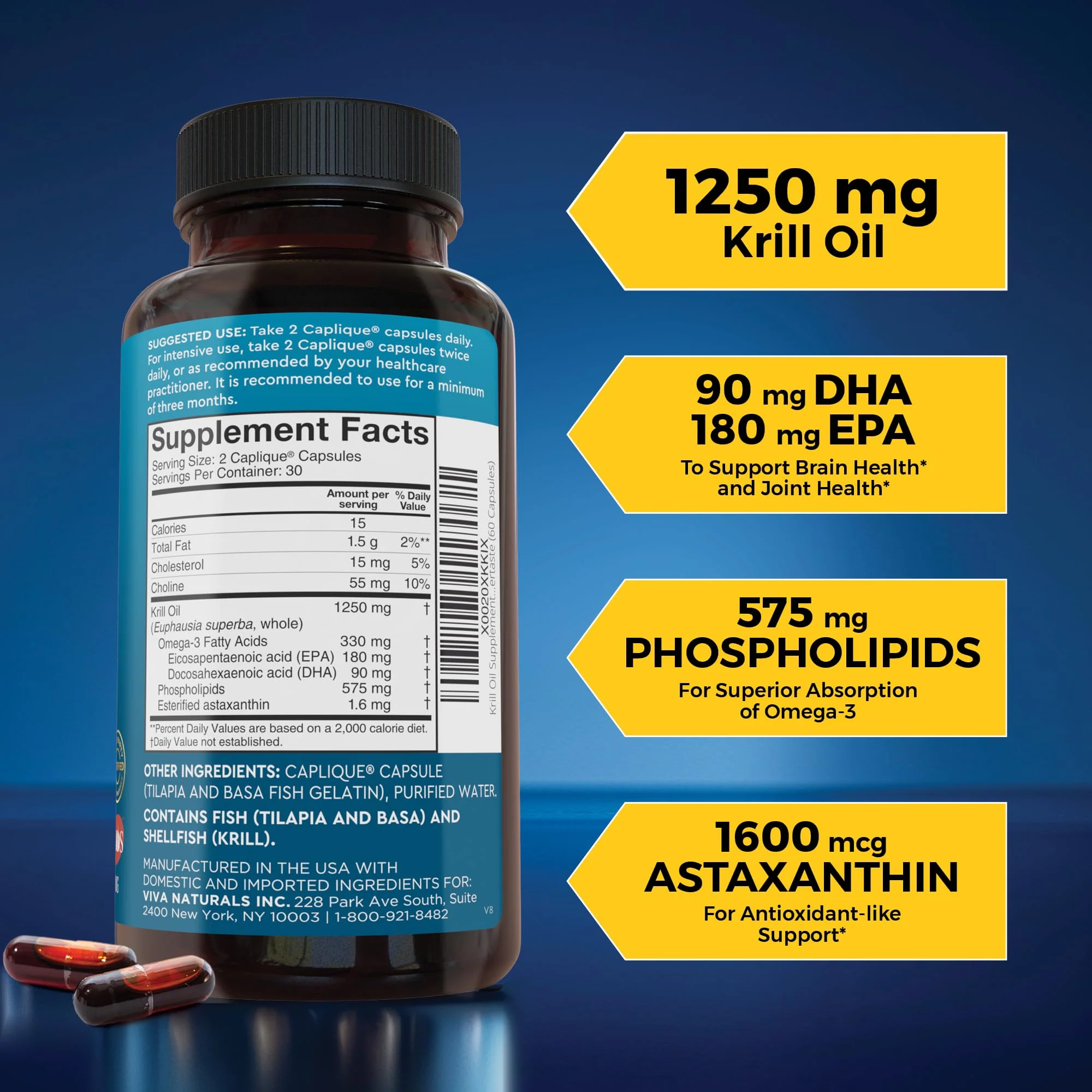 Viva Naturals Antarctic Krill Oil 1250 mg | Omega-3 EPA/DHA + Astaxanthin - Image 7