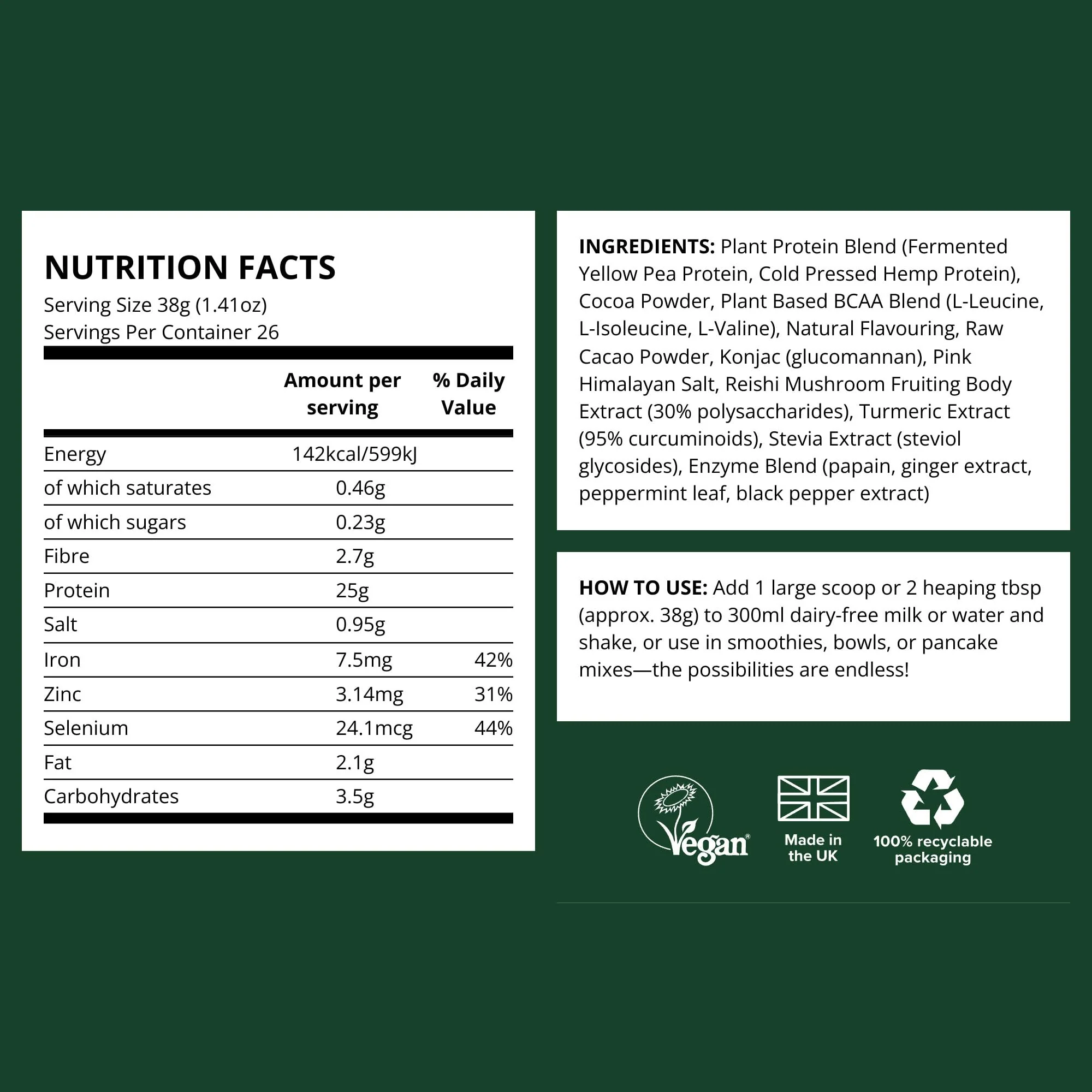 Vivo Life Perform Plant Protein Powder – Pea & Hemp with BCAA | Banana Cinnamon | 34.85 oz - Image 8