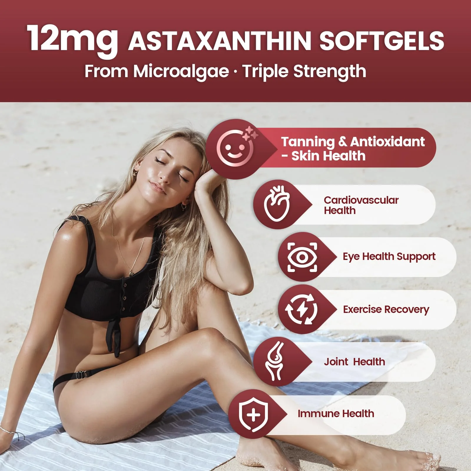 VivoNu 10 in 1 Astaxanthin Supplement – 12 mg from Haematococcus Pluvialis, 8-Month Supply (2 Bags) - Image 3