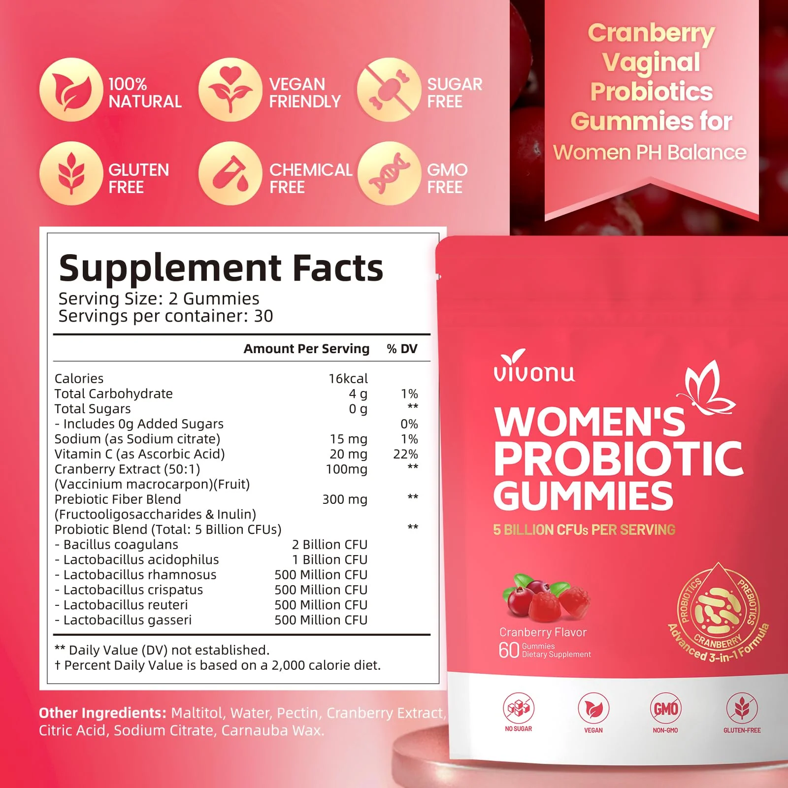 VivoNu Viginal Probiotic for Women – 60 Gummies for Feminine Balance, 100 Billion CFU Blend - Image 7
