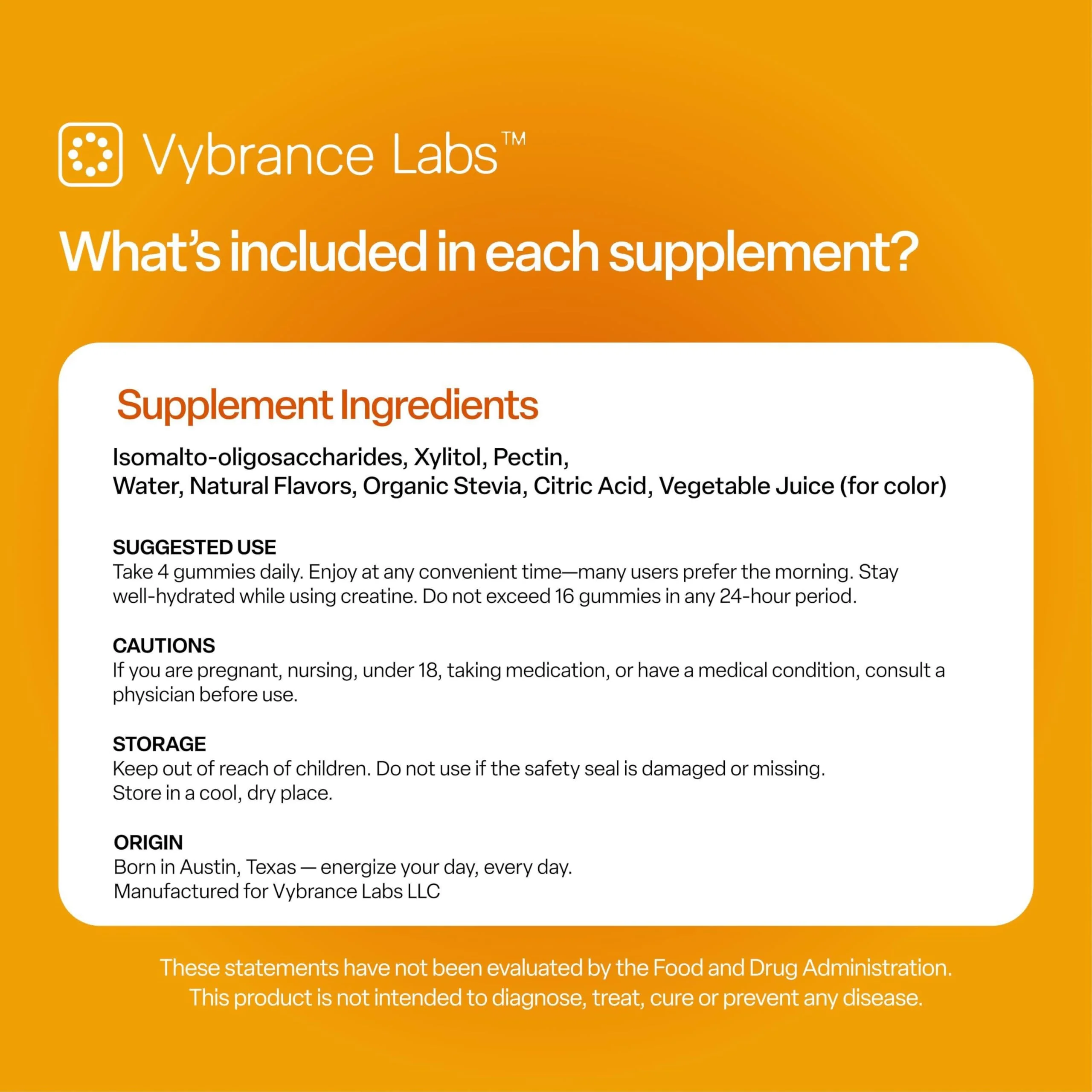 VYBRANCE LABS Creapure Creatine Gummies 5g + Taurine & B12 – Sugar-Free, Vegan, Gluten-Free – Citrus Mango (120 Count) - Image 17